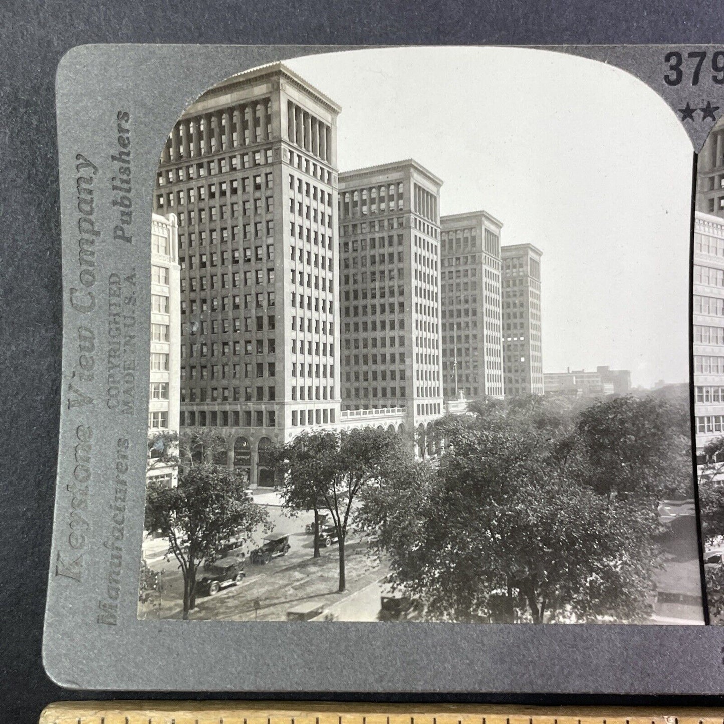 General Motors Offices Detroit Michigan Stereoview Antique c1930 Y962