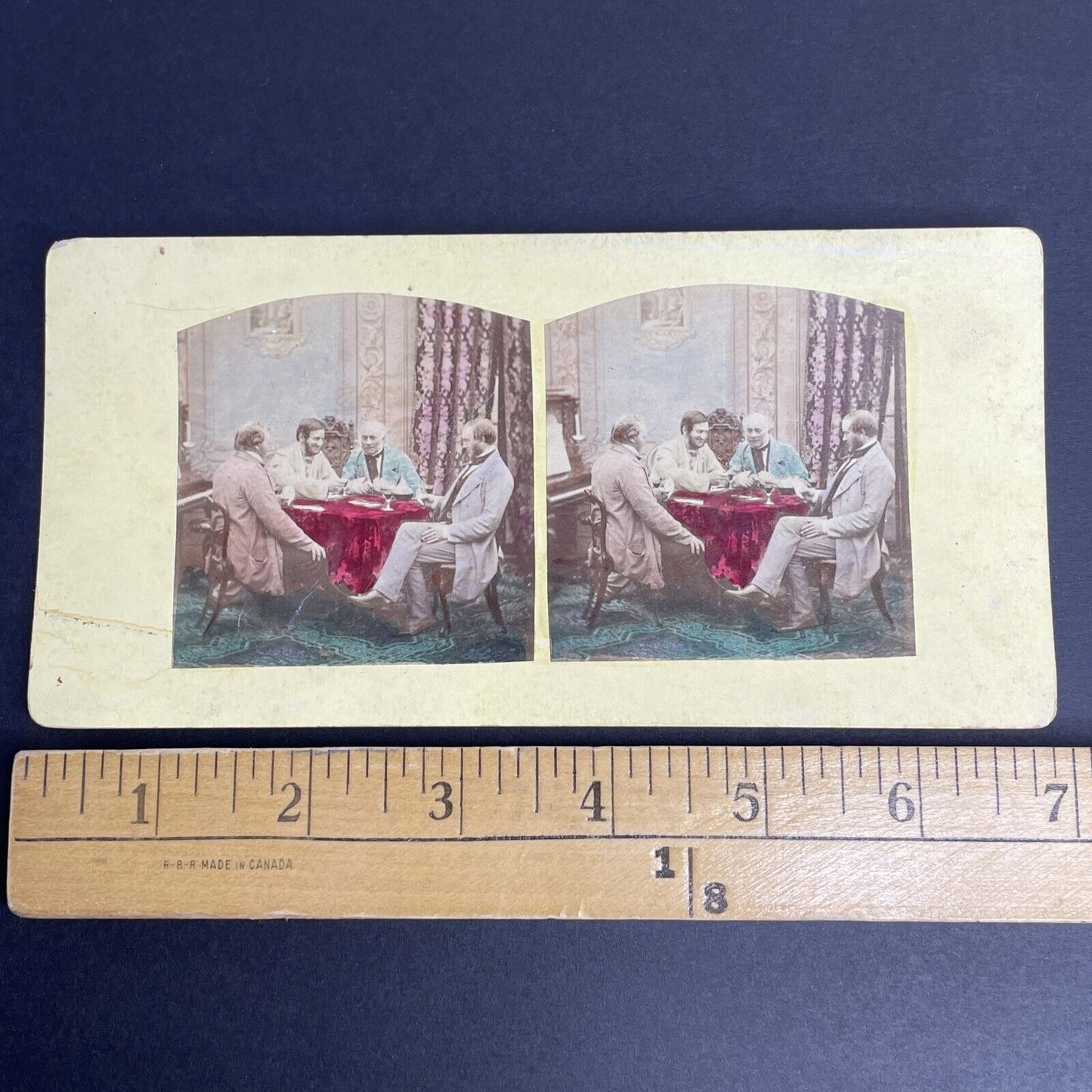 Antique 1880's Poker Game Amongst Wealthy Men Stereoview Photo Card PC807