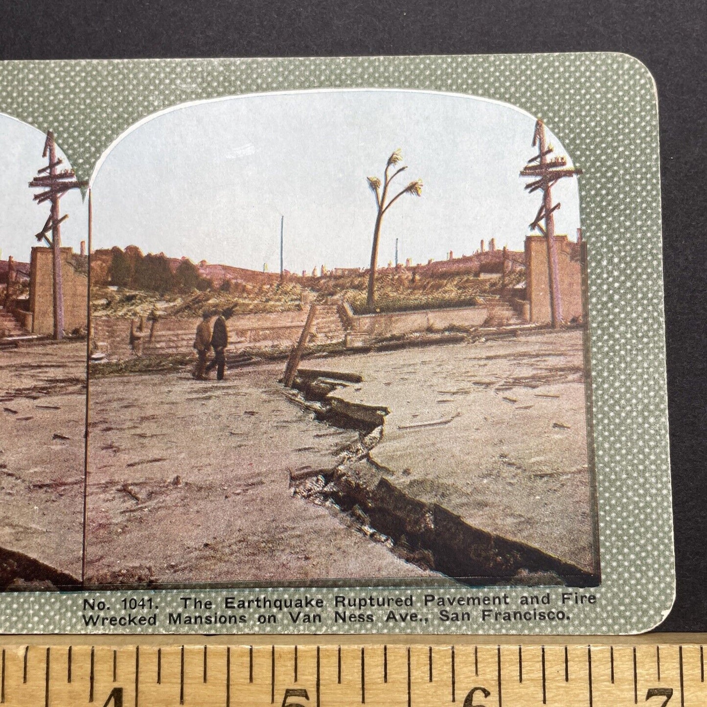 Antique 1910s San Francisco Earthquake Van Ness Av Stereoview Photo Card 2300-40