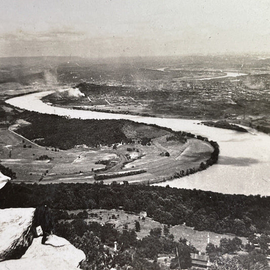 Antique 1918 Chattanooga Along The Tennessee River Stereoview Photo Card P1340