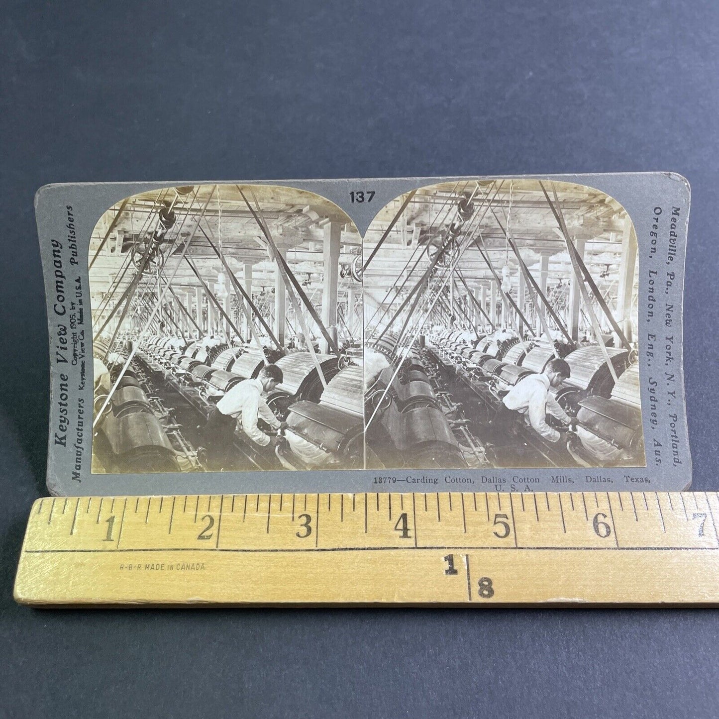 Antique 1905 Dallas Cotton Mill Texas USA Stereoview Photo Card P2160