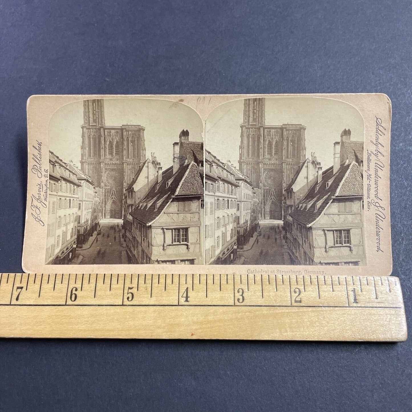 Antique 1890s Strasbourg Catheral Main City Street Stereoview Photo Card P856-12