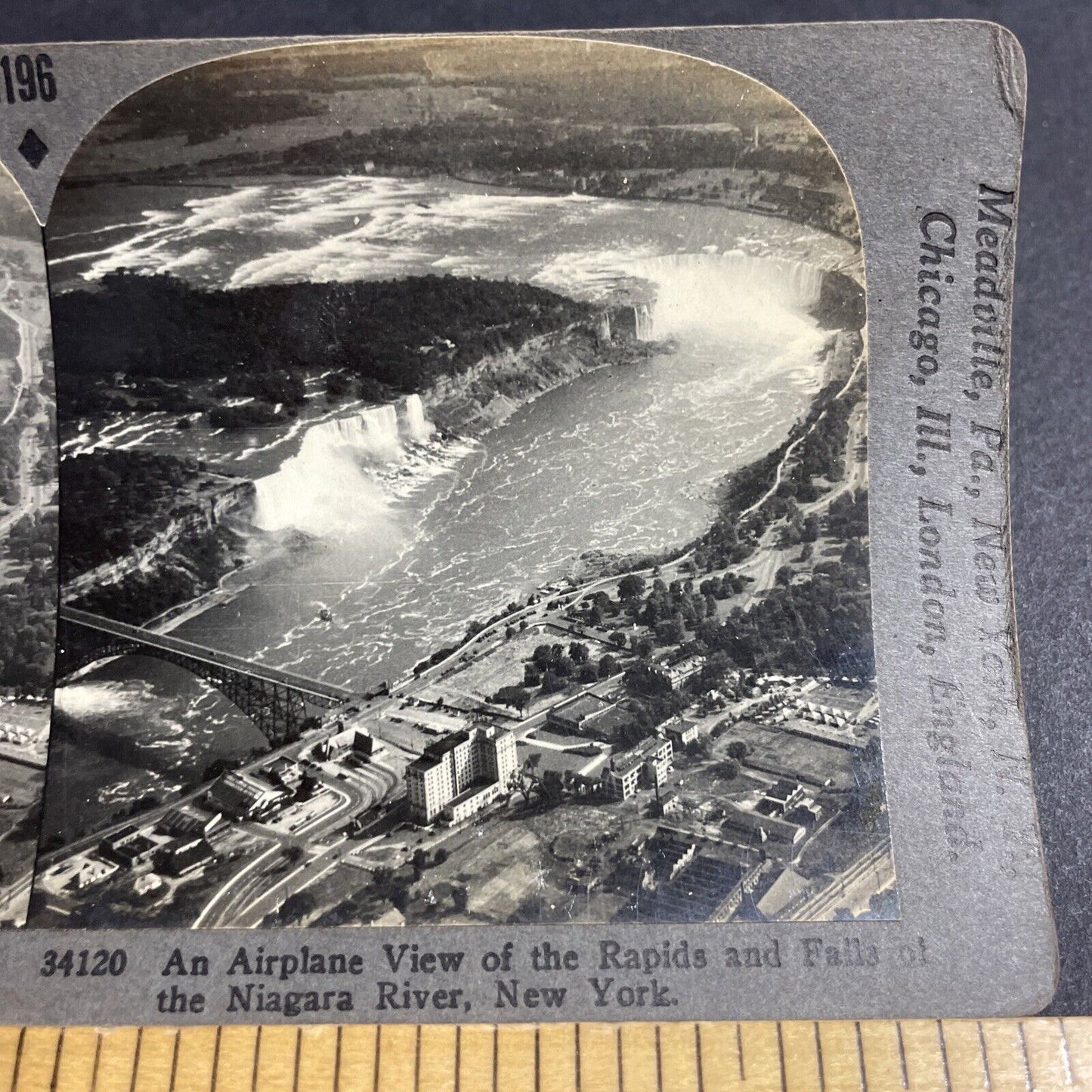 Antique 1920s Niagara Falls Ontario Aerial View Stereoview Photo Card P4905