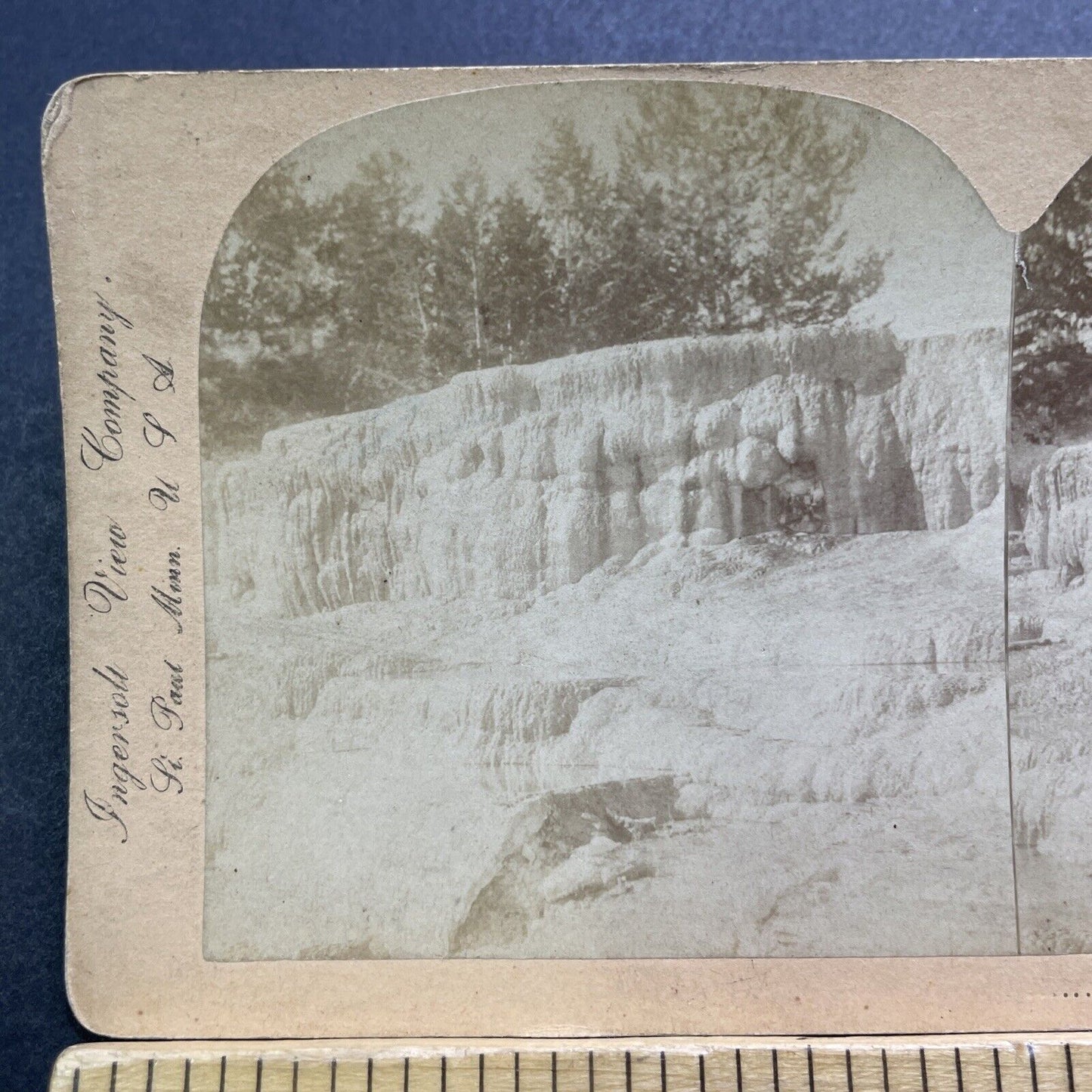 Antique 1880s Mammoth Hot Springs Terrace Stereoview Photo Card V3415