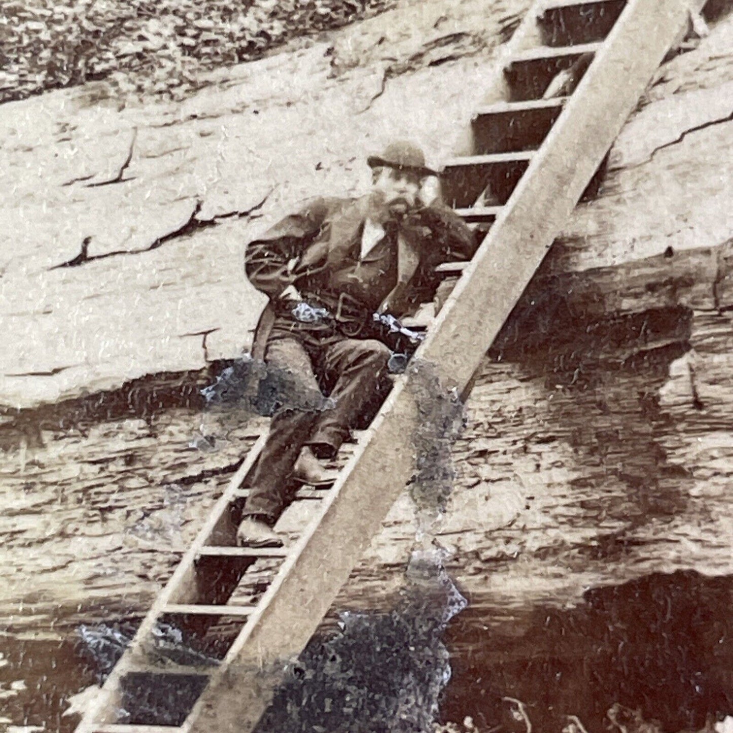 Thomas Houseworth Self-Portrait Stereoview Big Trees Calaveras CA c1869 X3737