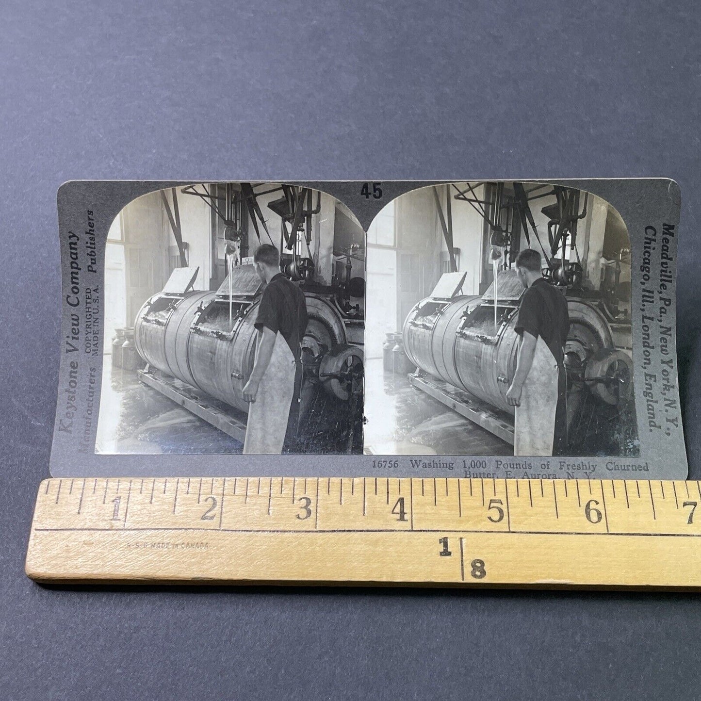 Antique 1910s Cohocton New York Butter Company Churn Stereoview Photo Card P3076