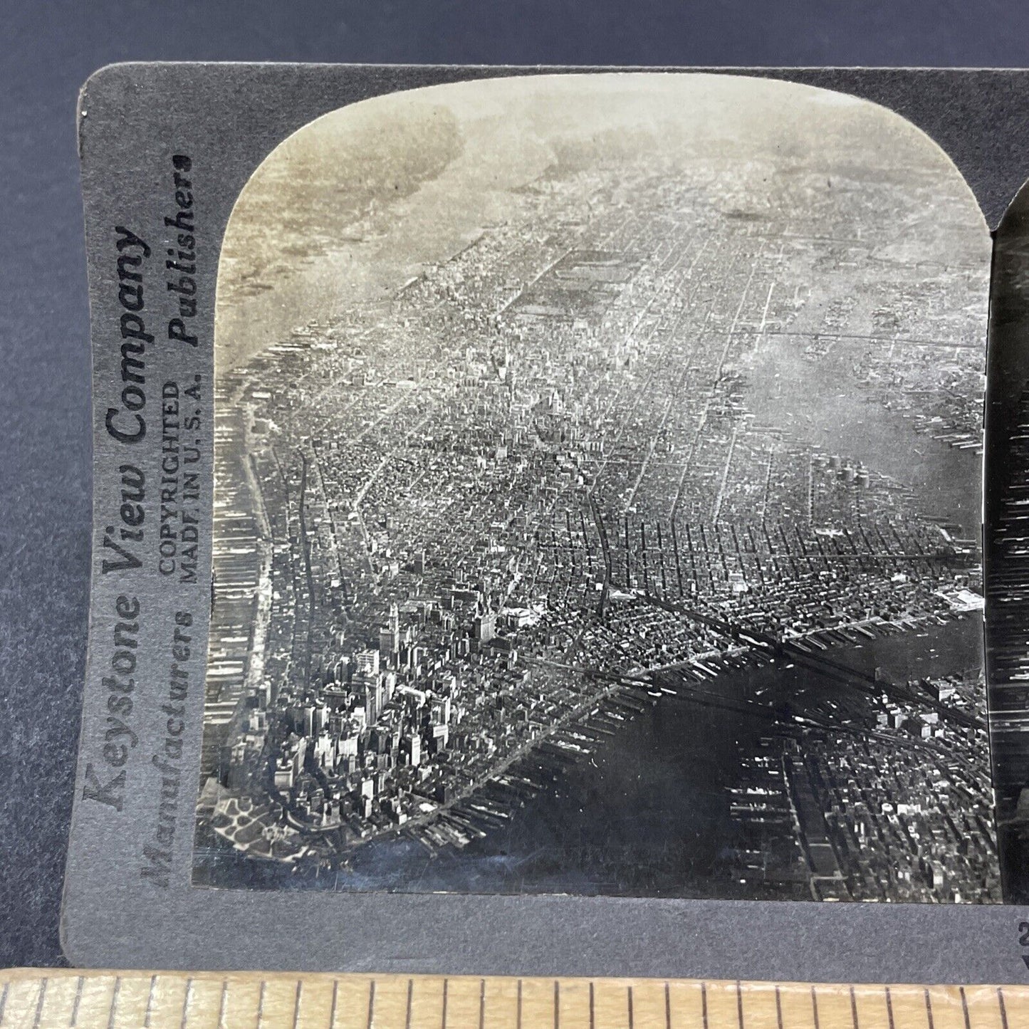 Antique 1920s Manhattan New York City View Stereoview Photo Card V1862
