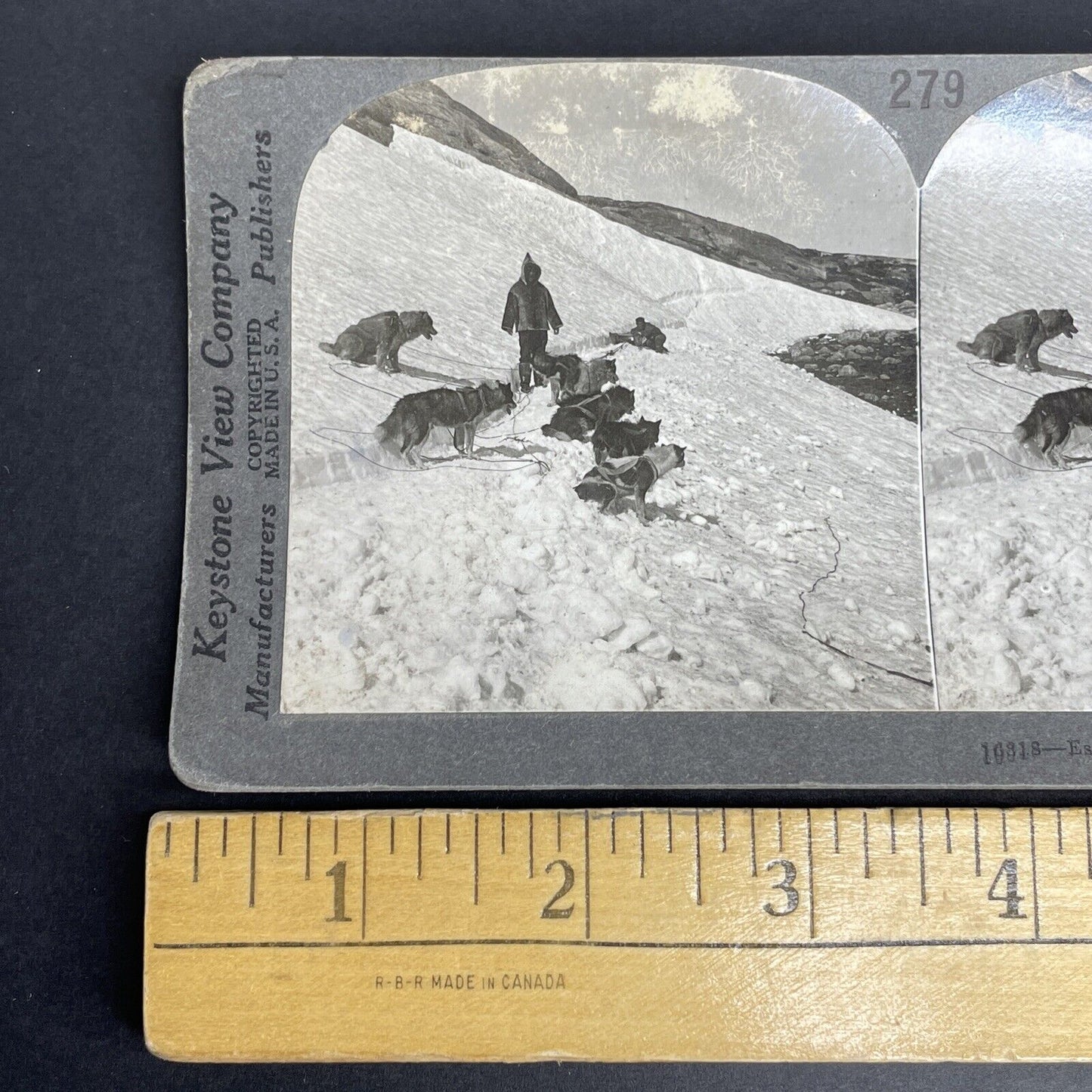 Antique 1905 Inuit Dog Sled Hunters Hopedale Labrador Stereoview Photo Card P833