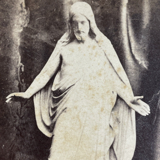 Antique 1870s Marble Statue Of Jesus Christ Stereoview Photo Card P4706