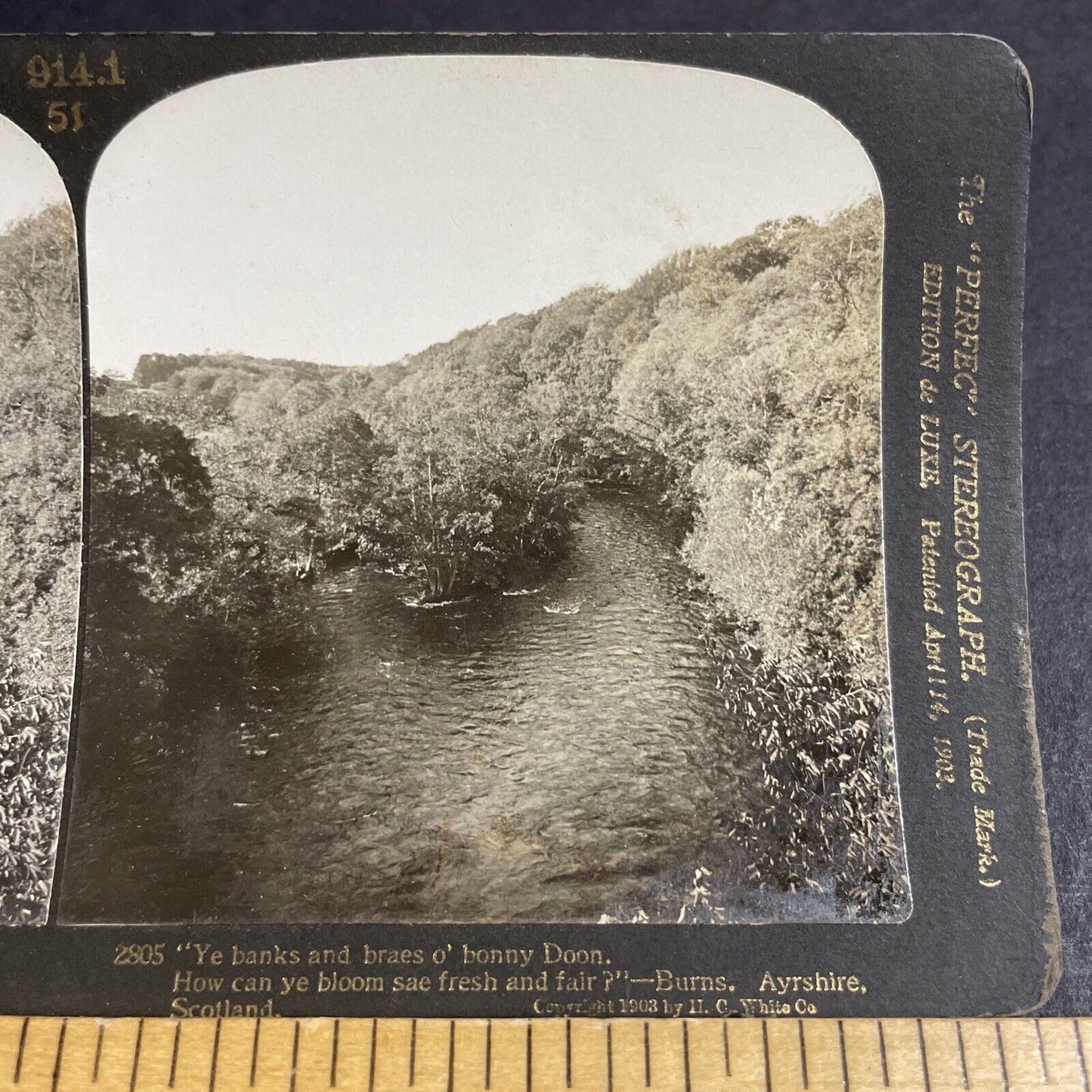 Antique 1903 The River In Ayrshire Scotland UK Stereoview Photo Card P4216