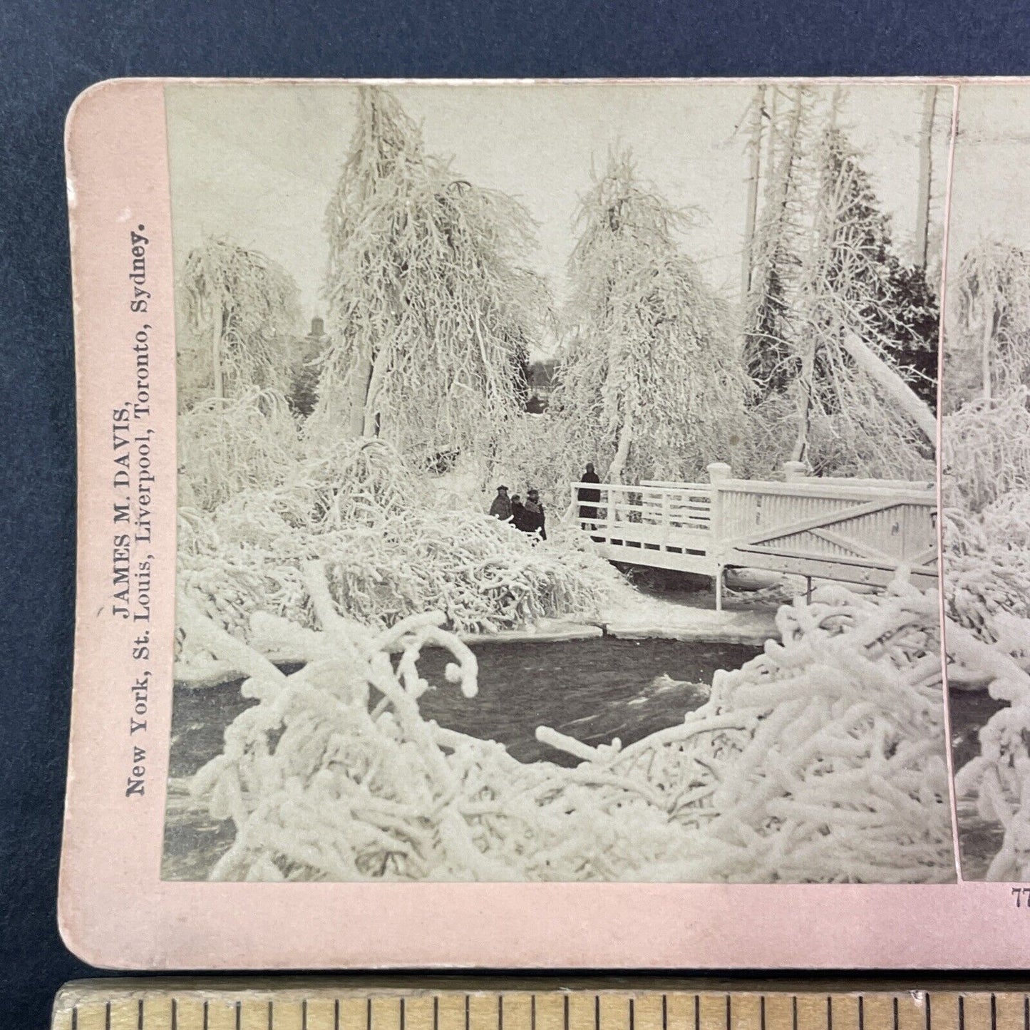 Snow Covered and Frozen Luna Island Stereoview Niagara Falls c1893 Y2147