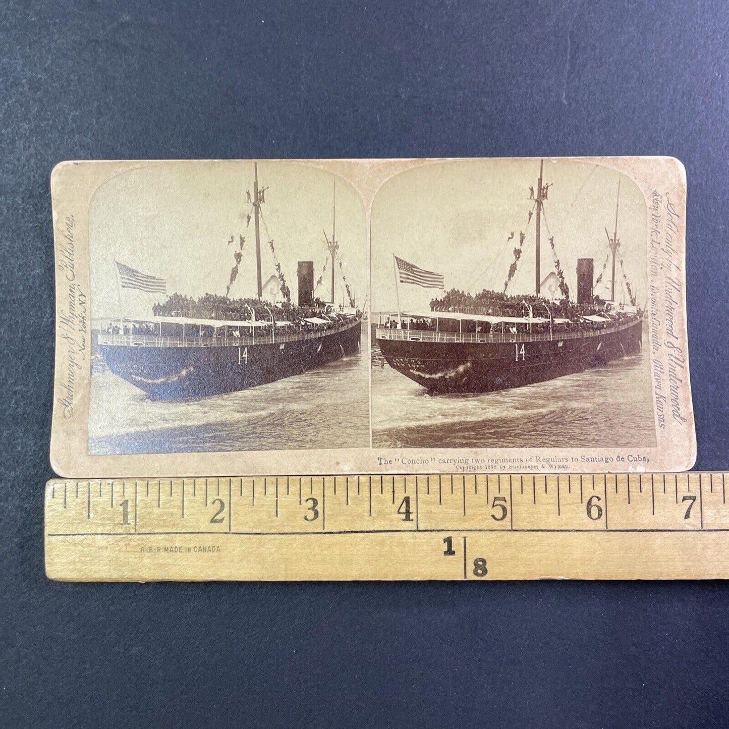 SS Concho Mallory Line Steamer Ship Stereoview New York Antique c1898 X2612