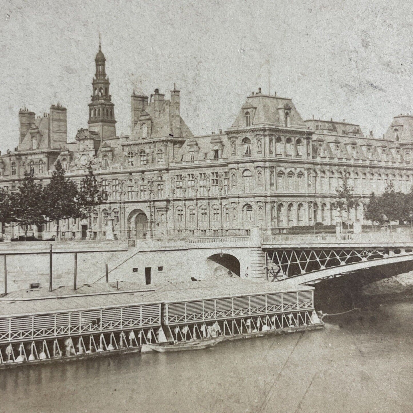 Antique 1870s Hotel De Ville Paris France Stereoview Photo Card P4147