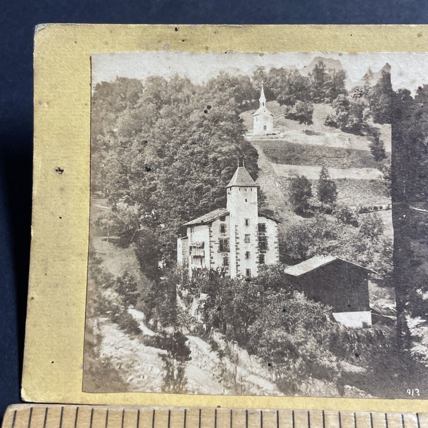 Antique 1870s Chateau Des Rubins Sallanches France Stereoview Photo Card P5134