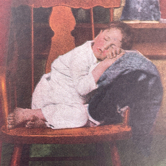 Antique 1898 Child Sleeping On A Wooden Chair Stereoview Photo Card P1130