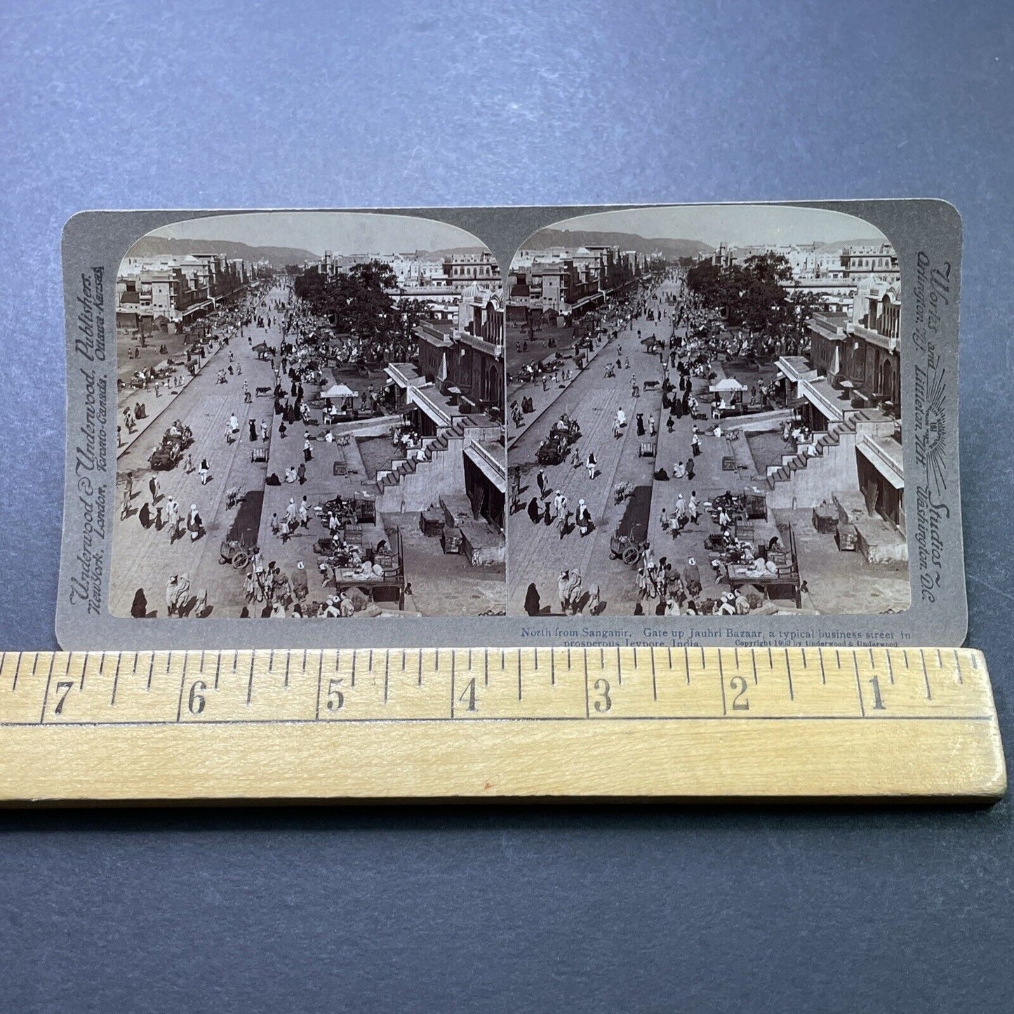 Antique 1903 The Main Street In Jeypore India Stereoview Photo Card P1981