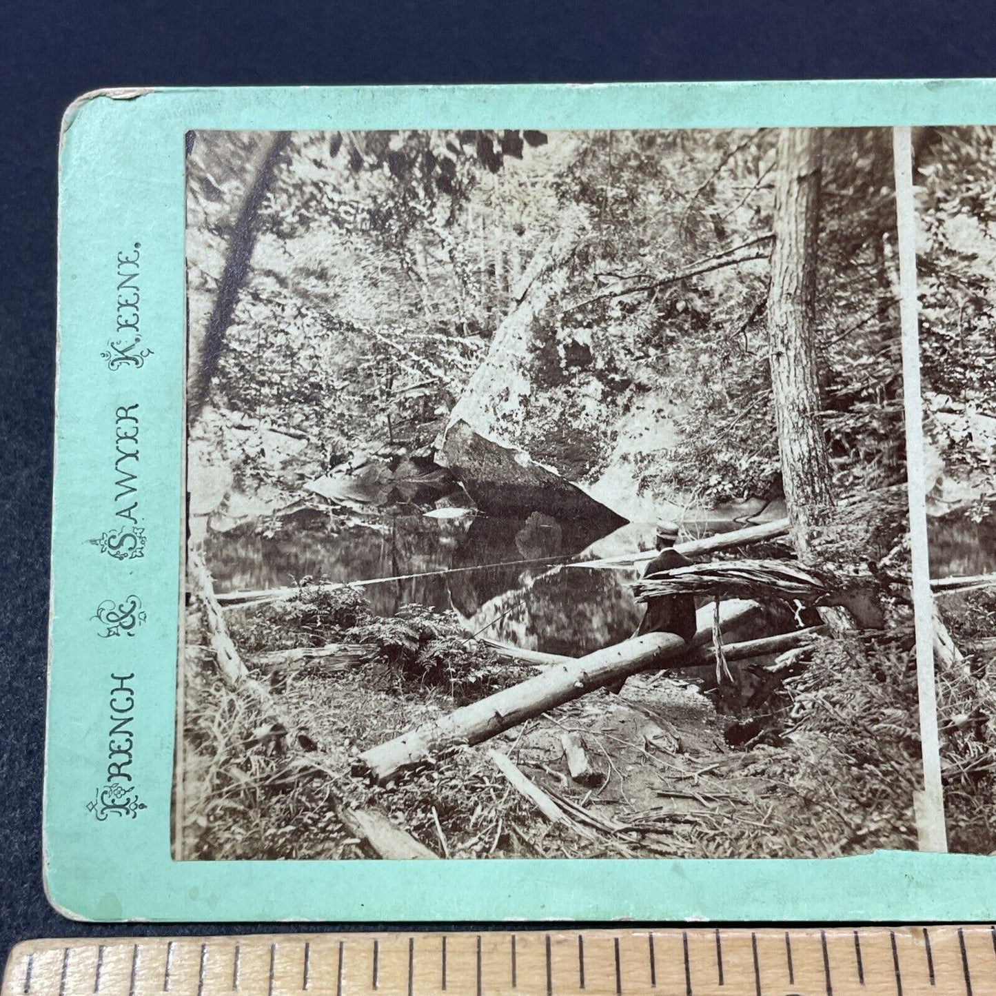 Antique 1860s JA French At Pulpit Rock Winchester NH Stereoview Photo Card V2127