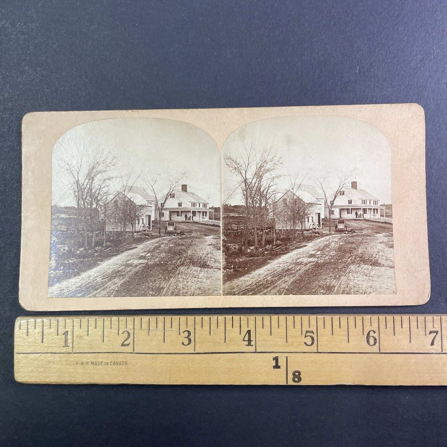 Farm House in Massachusetts or New Hampshire Stereoview Antique c1870s Y1318