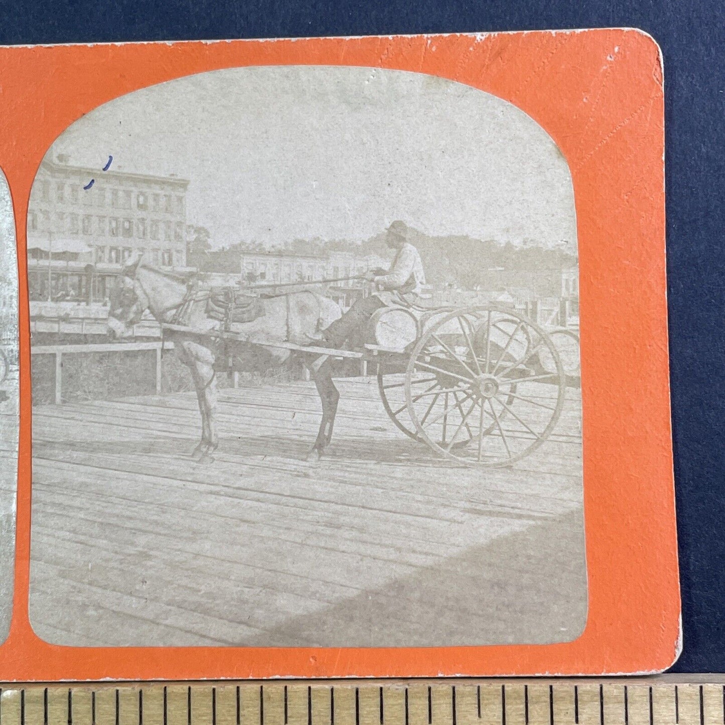 Horse And Buggy Hauls Rum Barrels New Orleans LA Stereoview Antique c1865 X1620