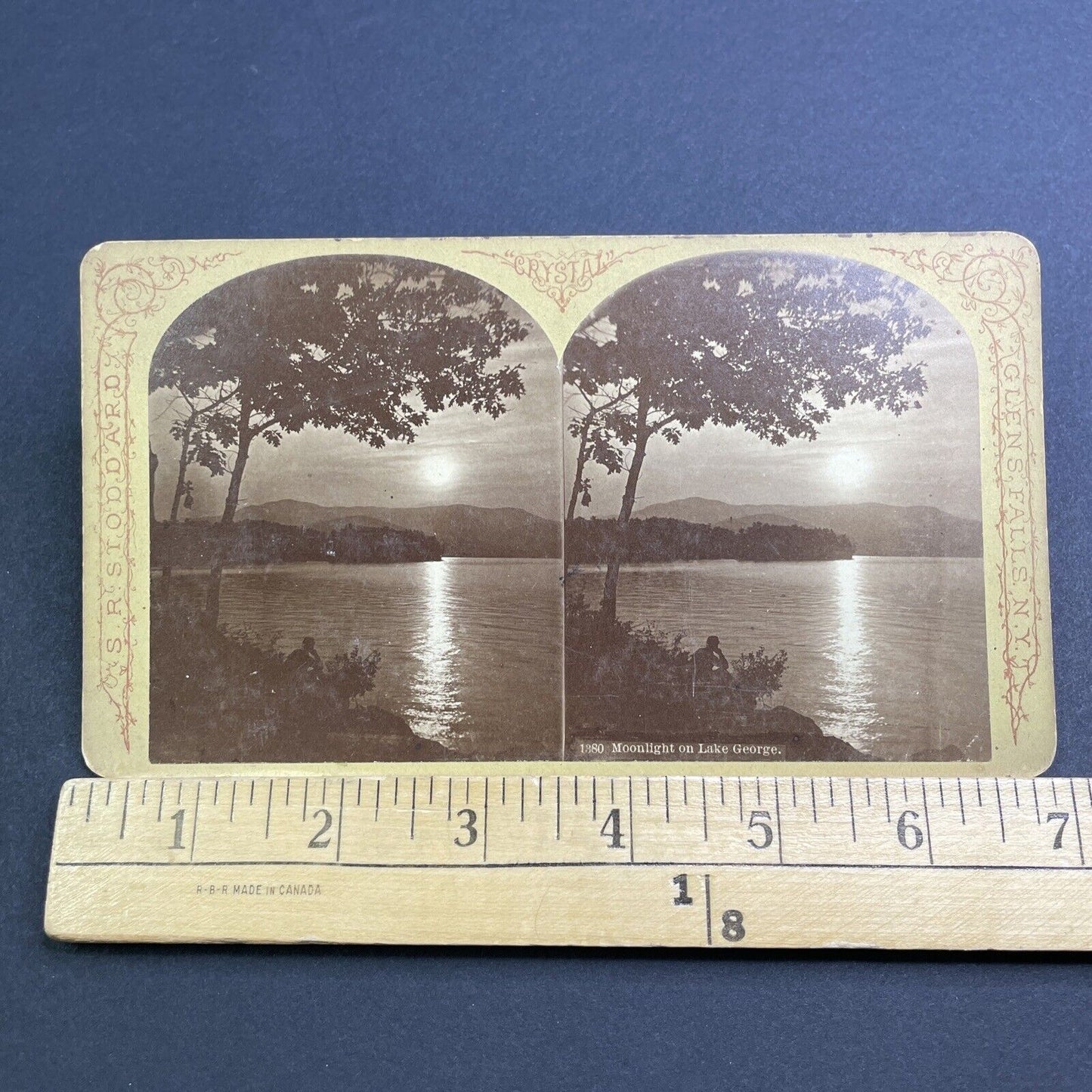 Antique 1860s Fishing On Lake George New York Stereoview Photo Card V545