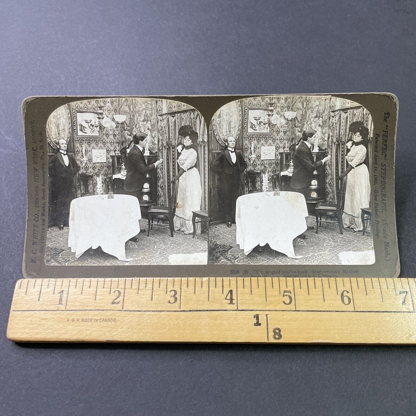 Antique 1902 Woman Returns Home To Husband Stereoview Photo Card P2891