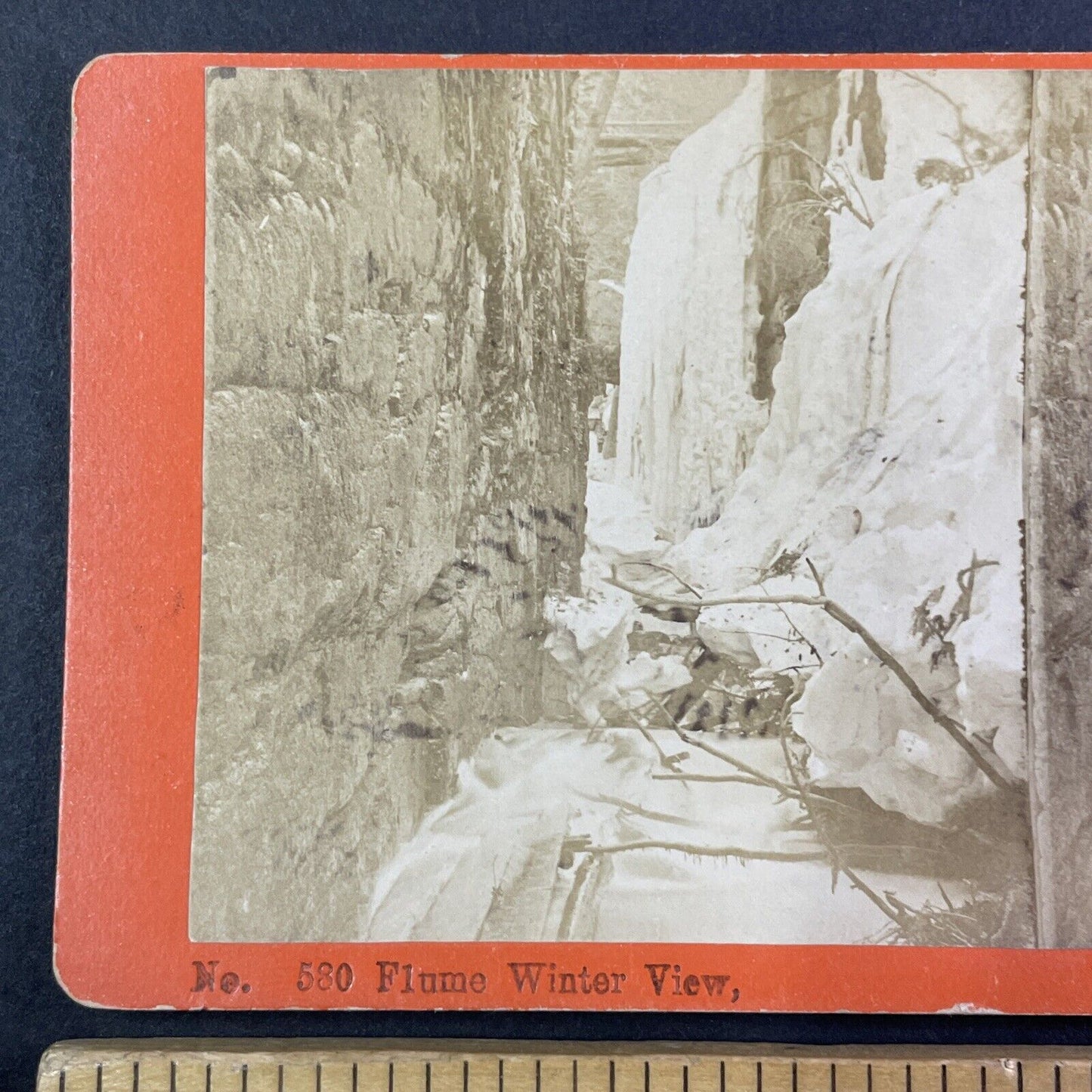 Franconia Notch Ice and Snow Damage Stereoview New Hampshire c1870s Y943