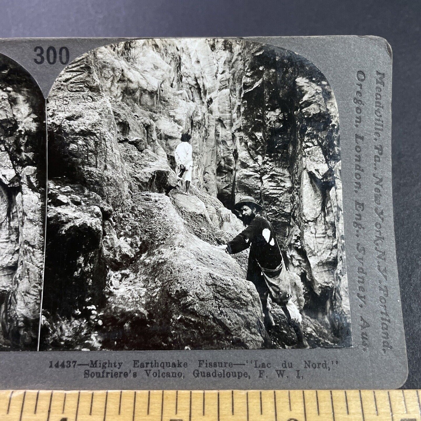 Antique 1910s Earthquake Fissure Crack Guadeloupe FW Stereoview Photo Card P3691