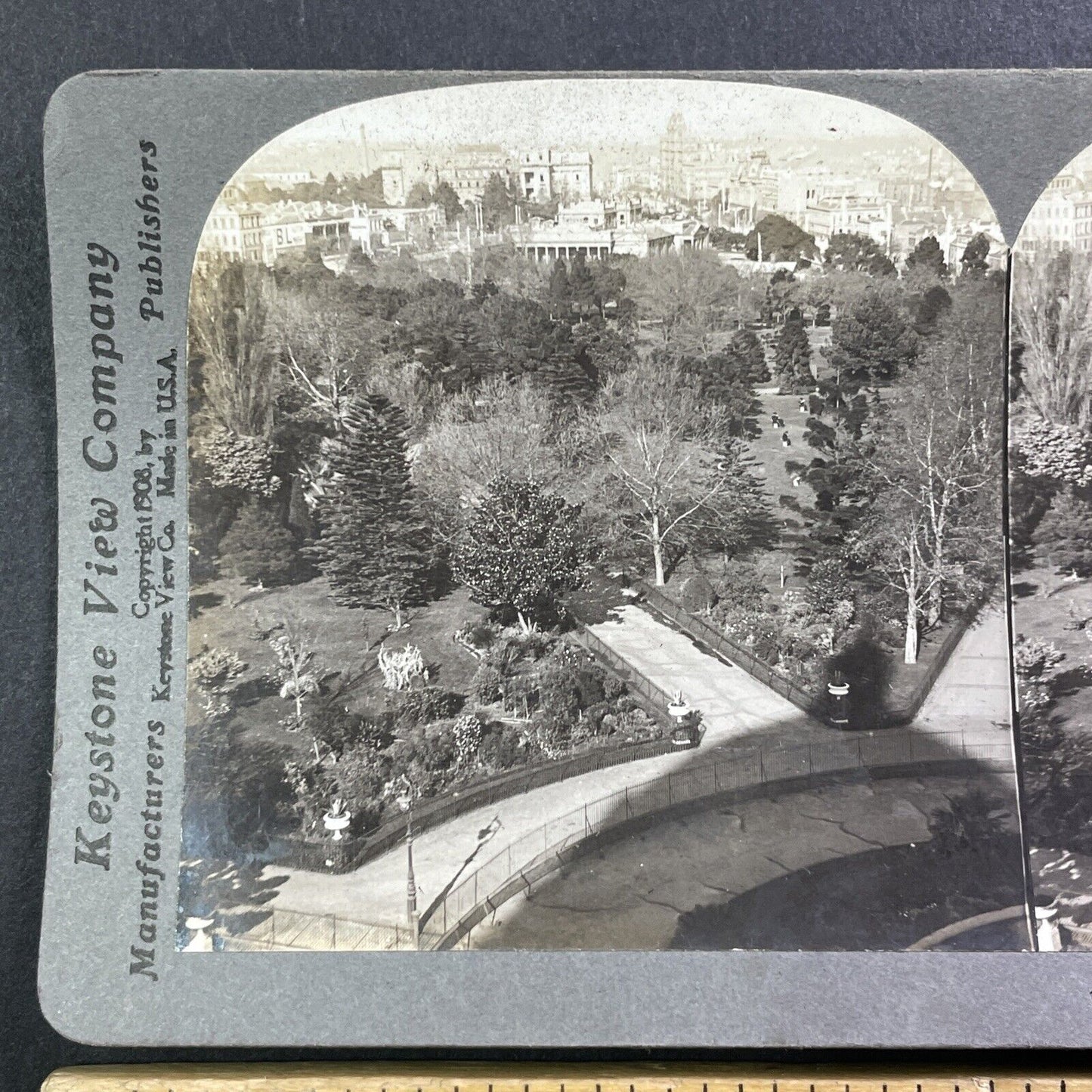 Melbourne Australia City Panorama View Stereoview Antique c1909 Y011