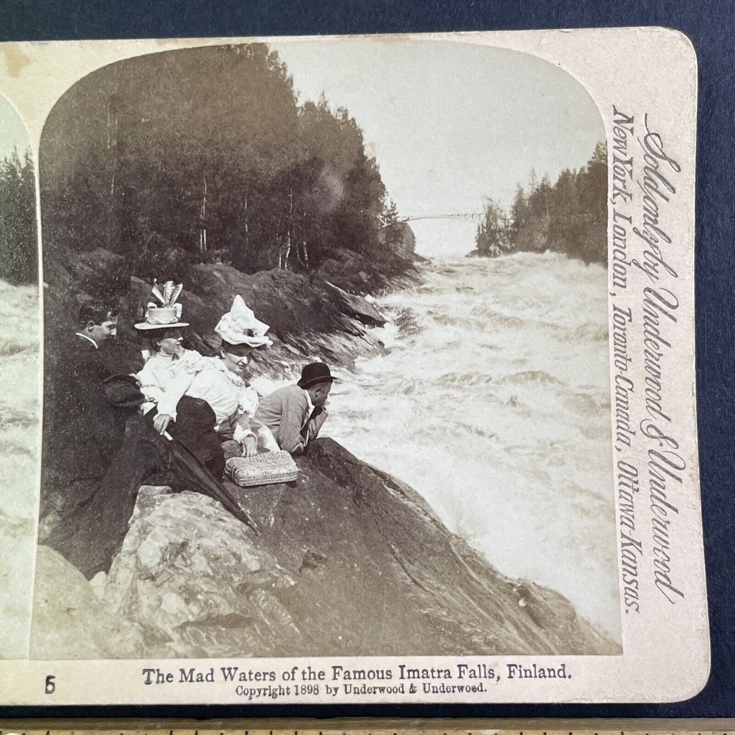 Imatrankoski Imatra River Rapids Finland Stereoview Antique c1898 X3295