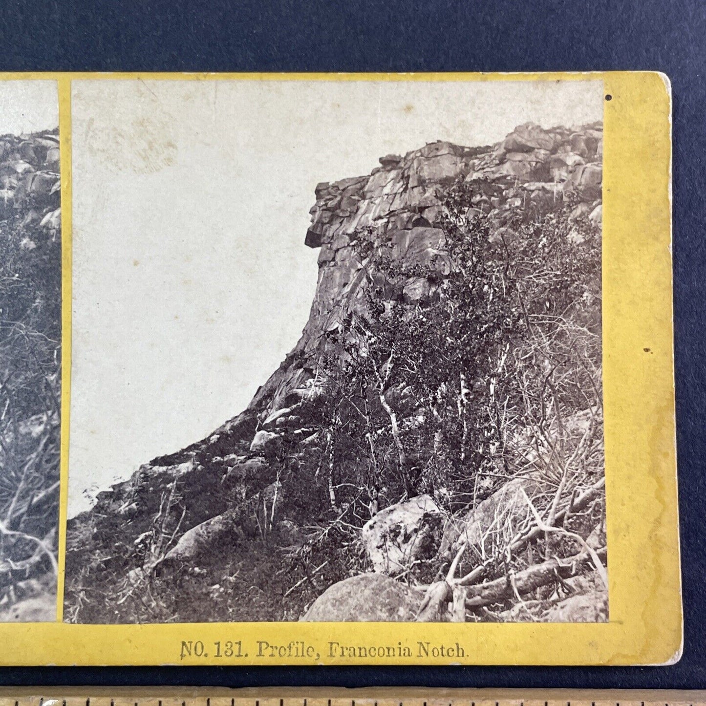 Old Man of the Mountain Franconia Notch Stereoview New Hampshire c1870s Y950