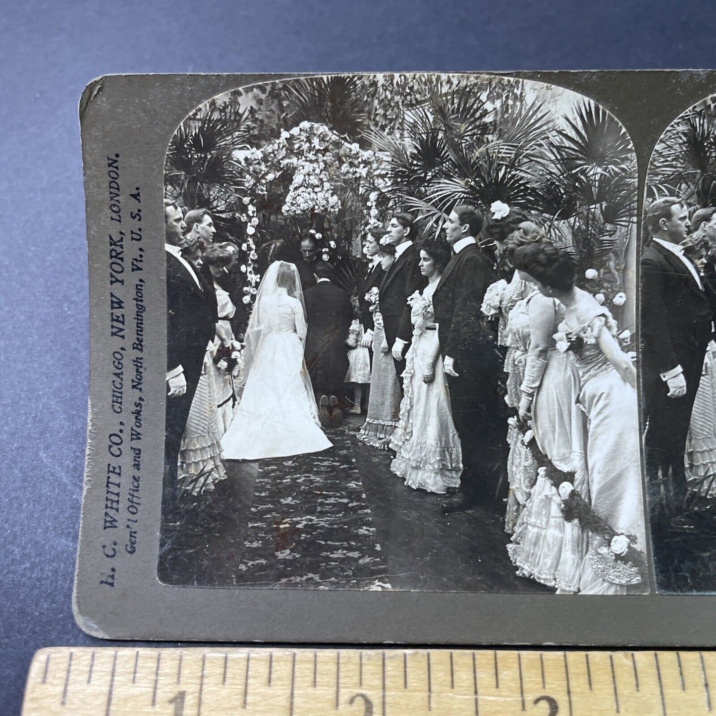 Antique 1903 Victorian Minister Blesses Bride, Groom Stereoview Photo Card P2968