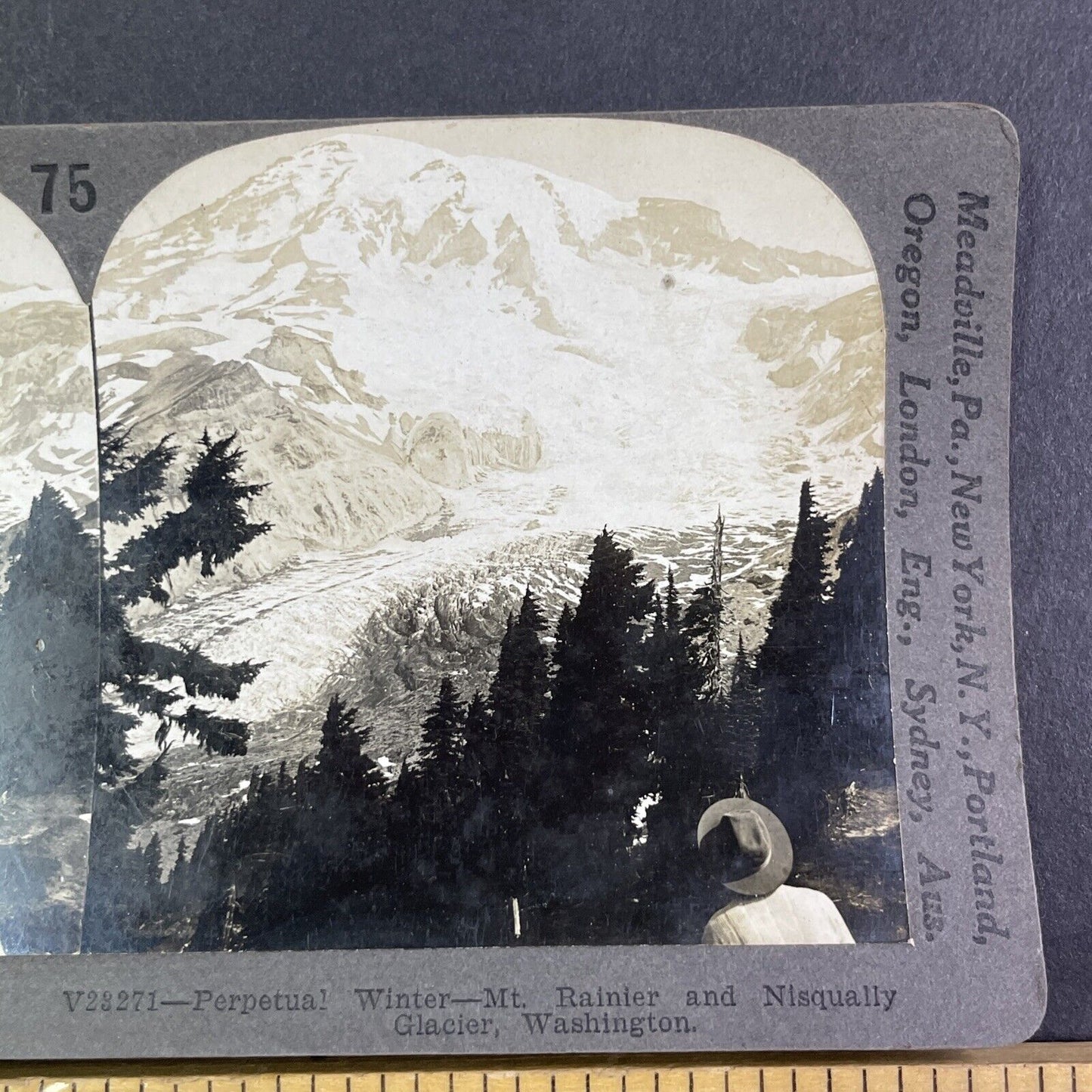 Mount Rainier Glacier Washington State Stereoview Antique c1909 Y1175