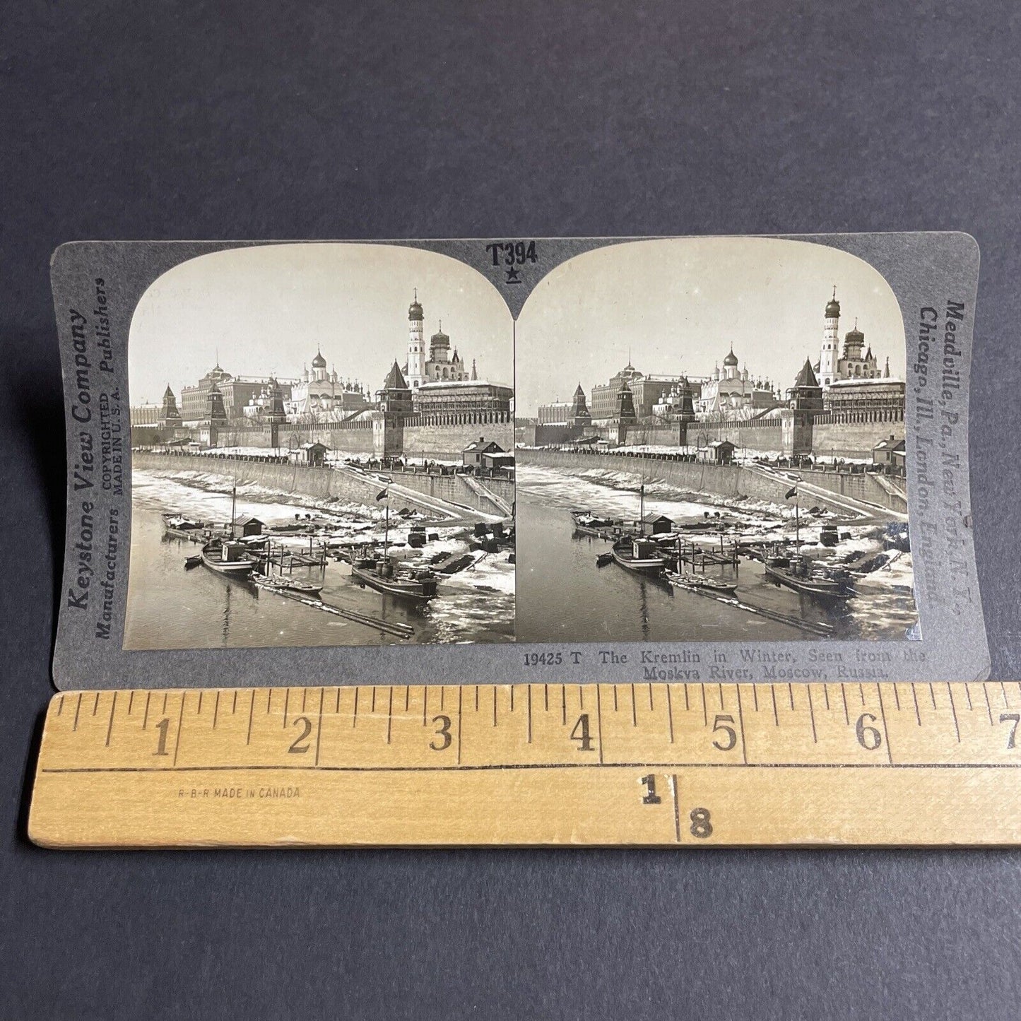 Antique 1920s The Kremlin In Winter Moscow Russia Stereoview Photo Card P4248