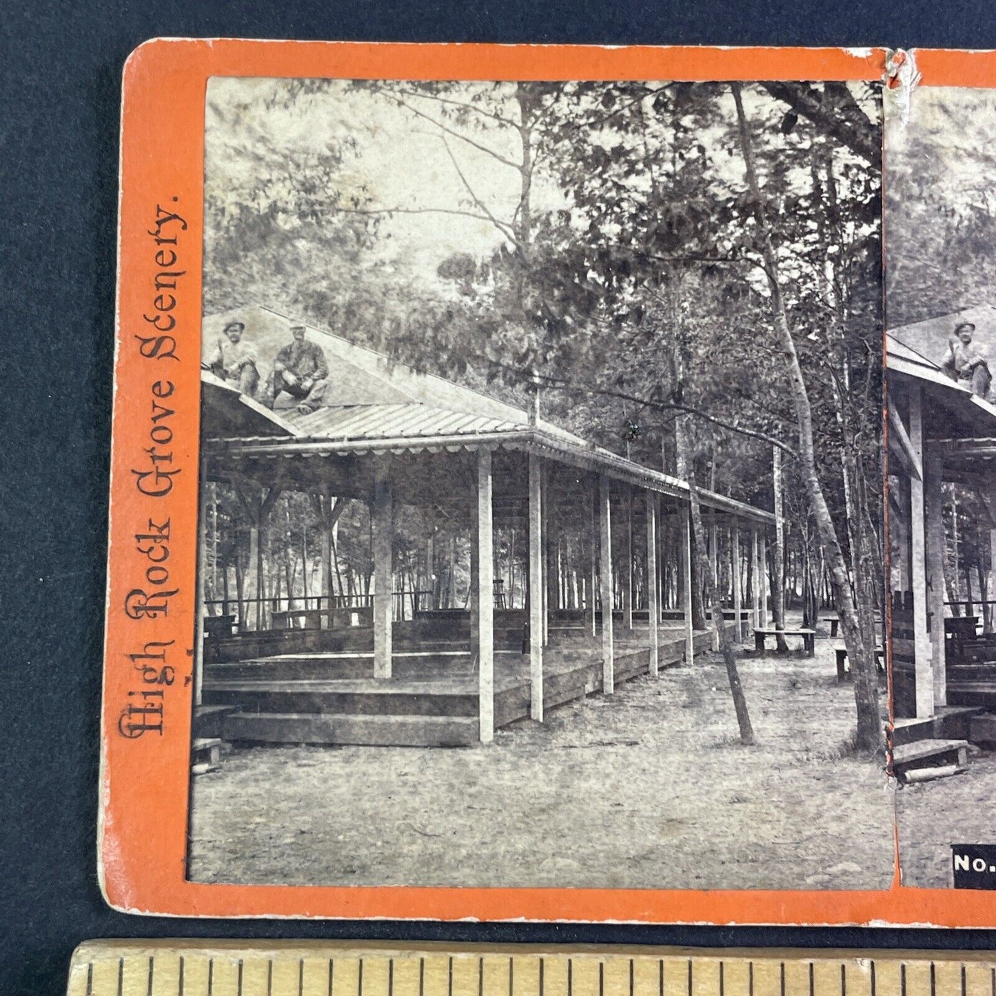 High Rock Grove Pavilion Beacon Falls Connecticut Stereoview c1870s Y2419