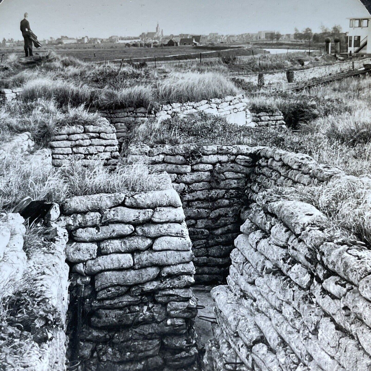 Antique 1920s The Trench Of Death Ypres Belgium Stereoview Photo Card V2932