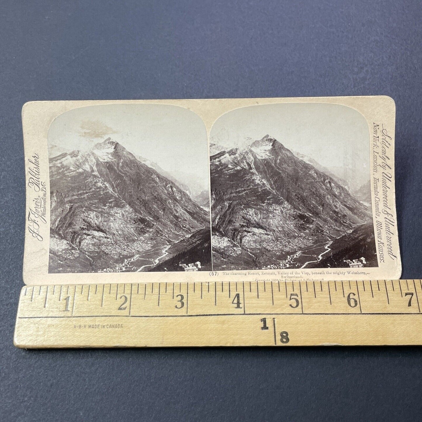 Antique 1899 Zermatt Switzerland Village View Stereoview Photo Card V3267