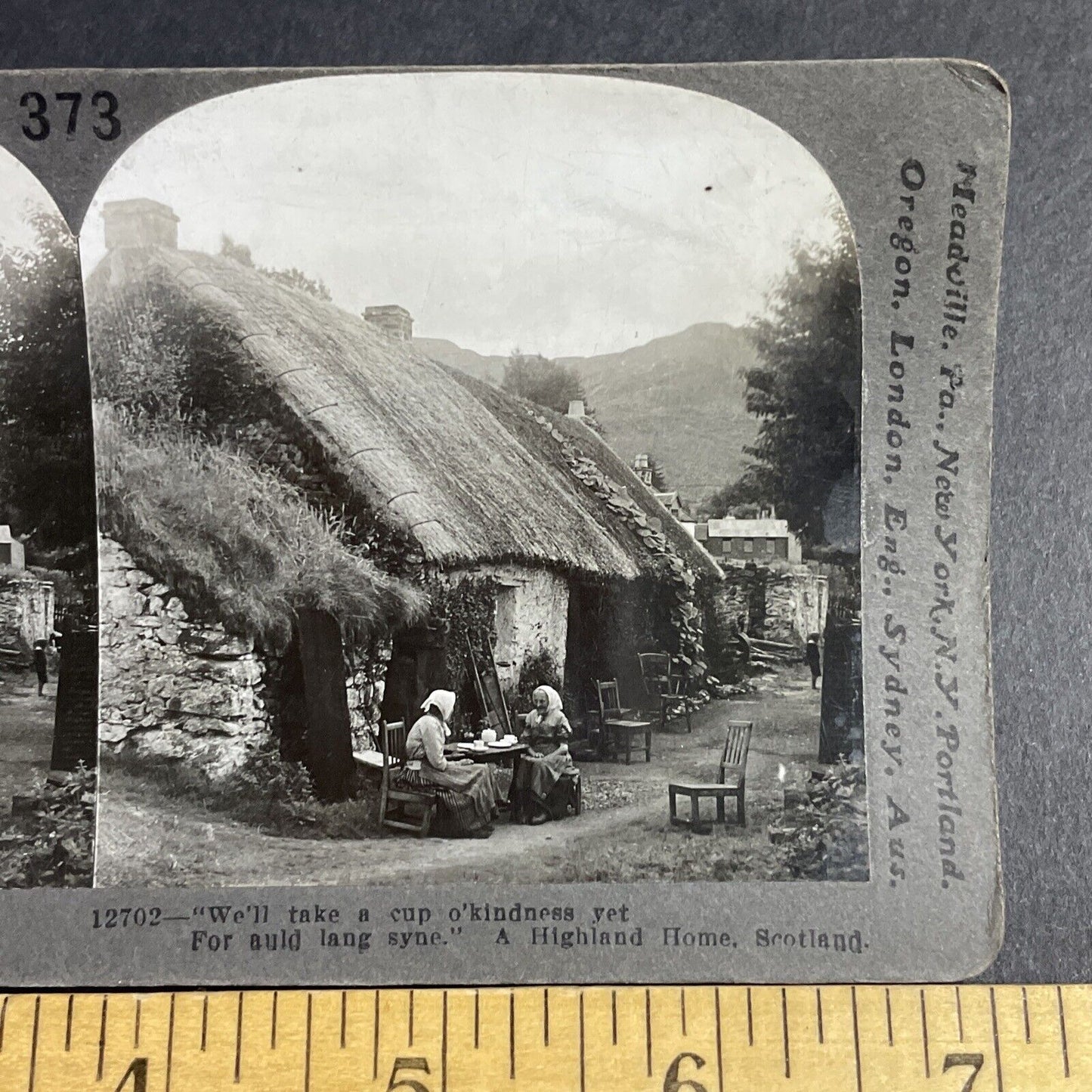 Antique 1910s Scottish Women Have Tea Scotland Stereoview Photo Card P3648