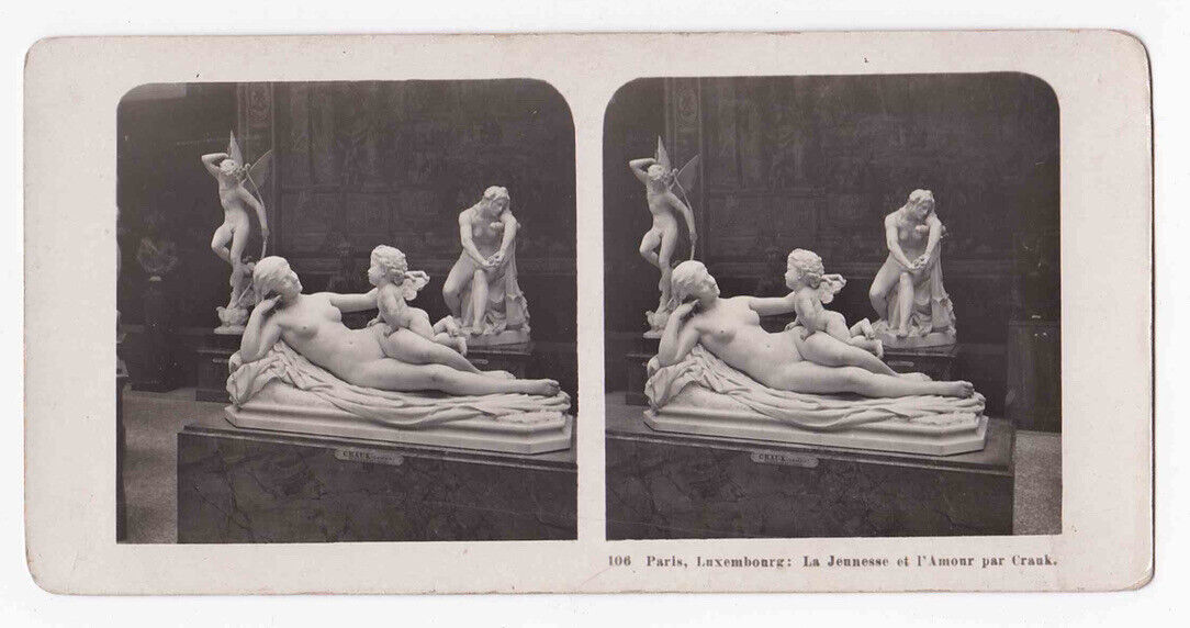 Antique 1903 La Jeunesse Et L'Amour Gustave Crauck Crauk Paris Stereo Card P342