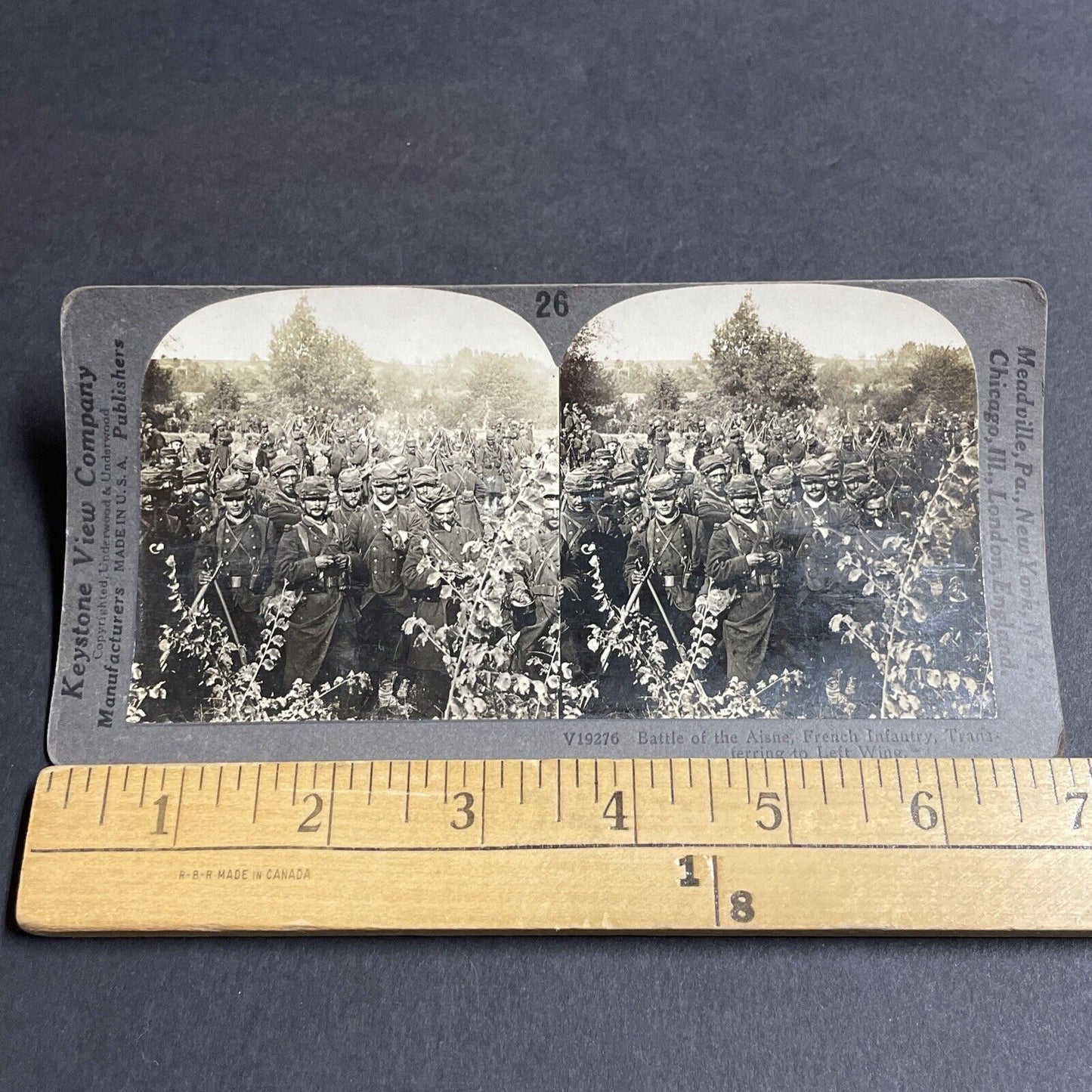 Antique 1916 WW1 French Infantry Prepare To Charge Stereoview Photo Card P4912