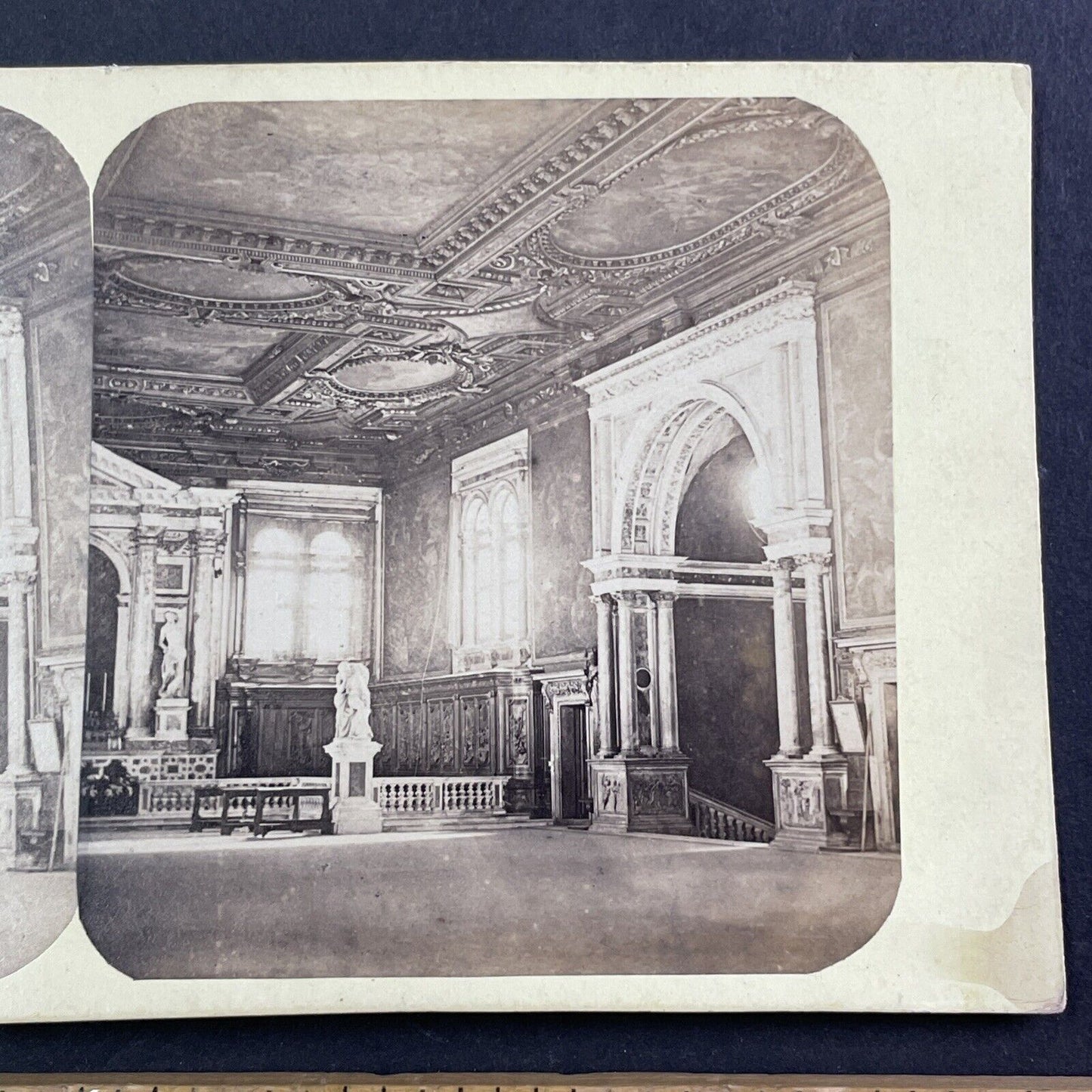 San Rocco Scuola Grand Room Venice Italy Stereoview Antique c1870 X3751