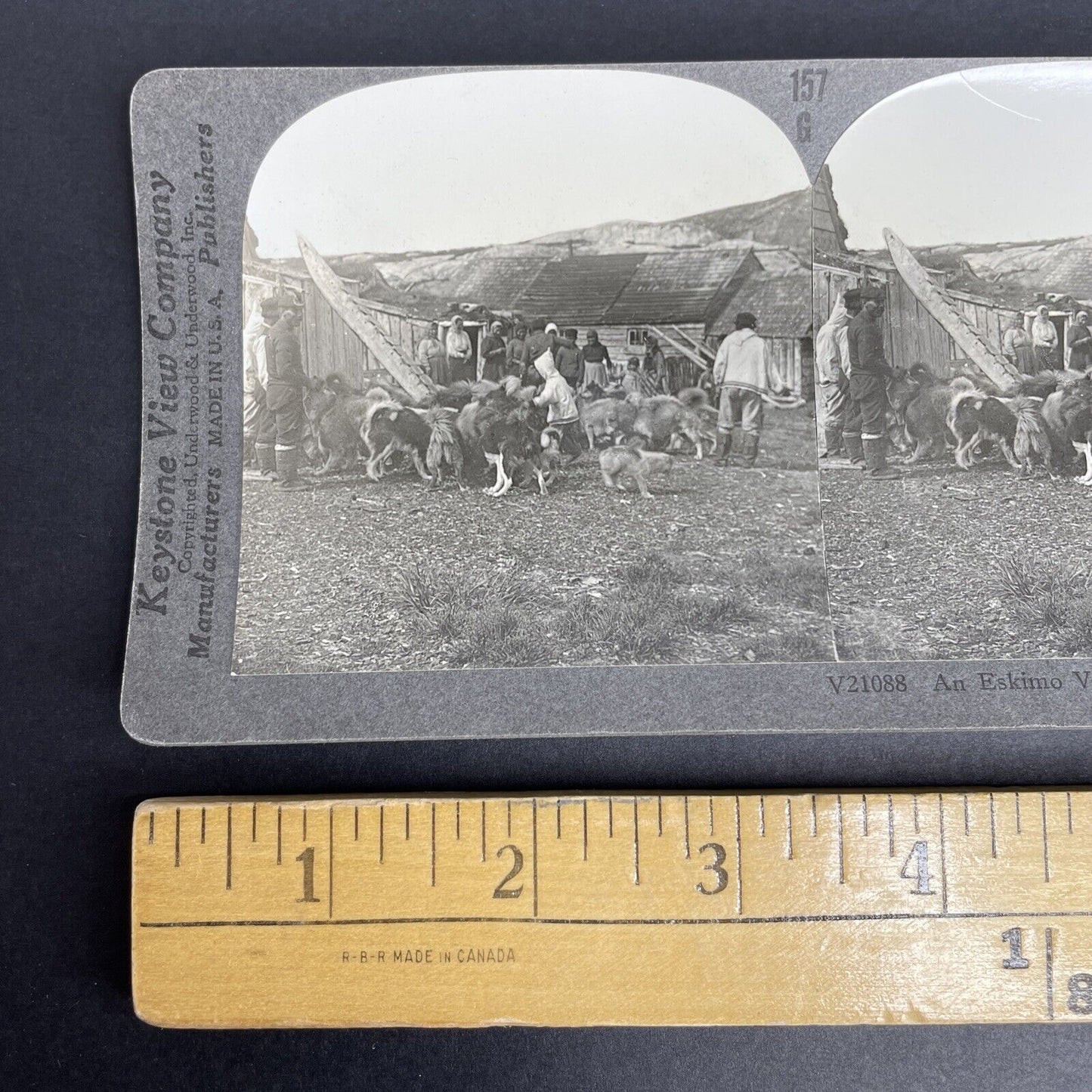 Antique 1905 Inuit Village In Hopedale Labrador Stereoview Photo Card P887