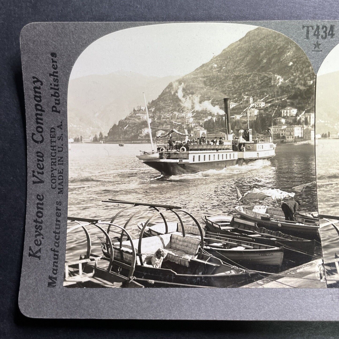 Antique 1920s Wealthy Tourists On Boat Como Italy Stereoview Photo Card P1420