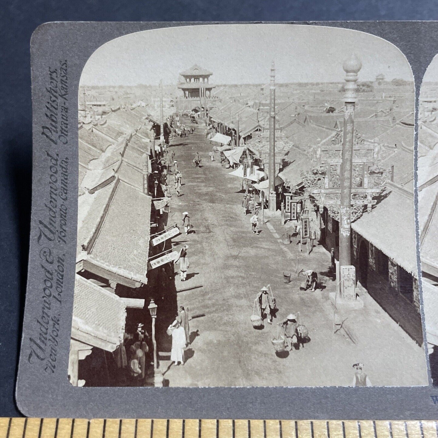 Antique 1904 The Main Street In Shenyang China Stereoview Photo Card P5633