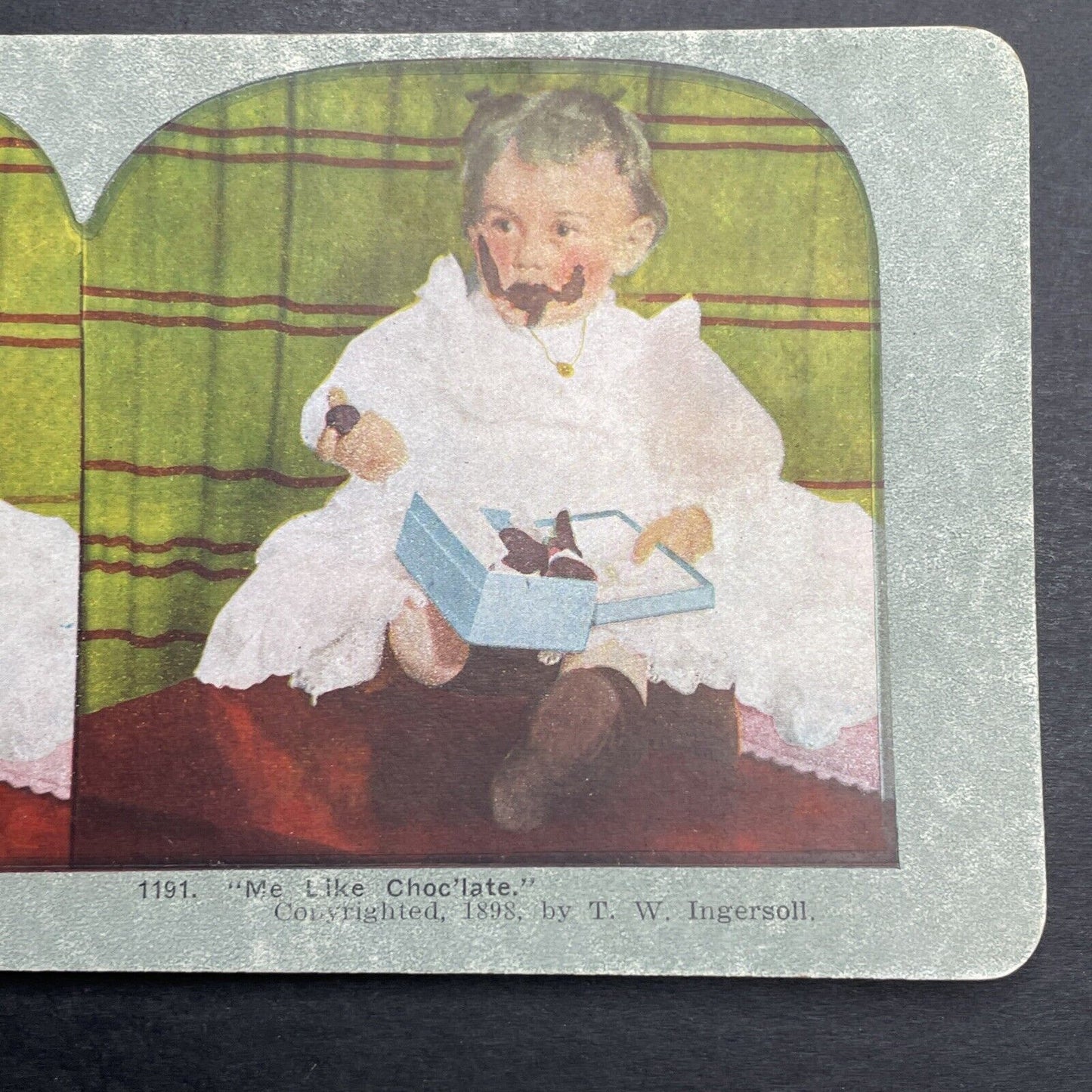 Antique 1898 Child With Chocolate All Over Face Stereoview Photo Card P1220