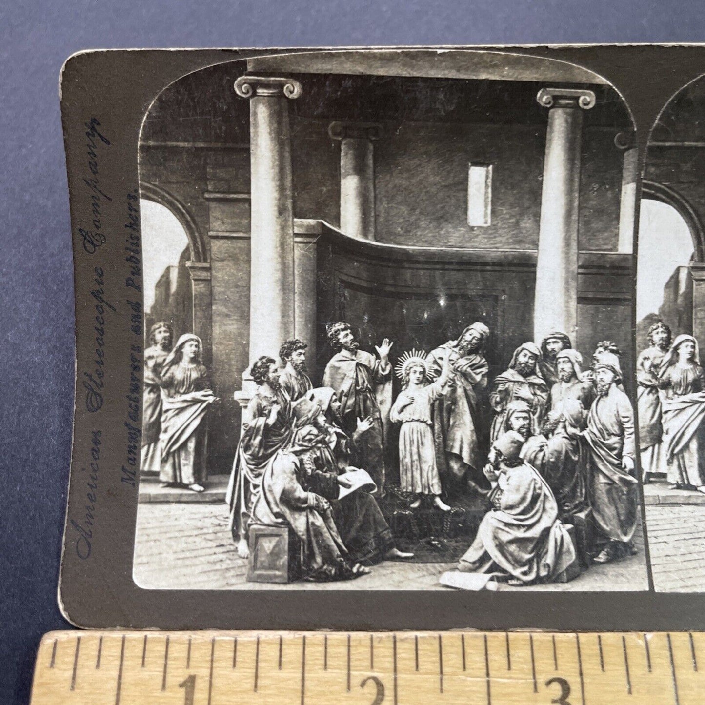 Antique 1880s Jesus And The Doctors Scene Stereoview Photo Card P3127