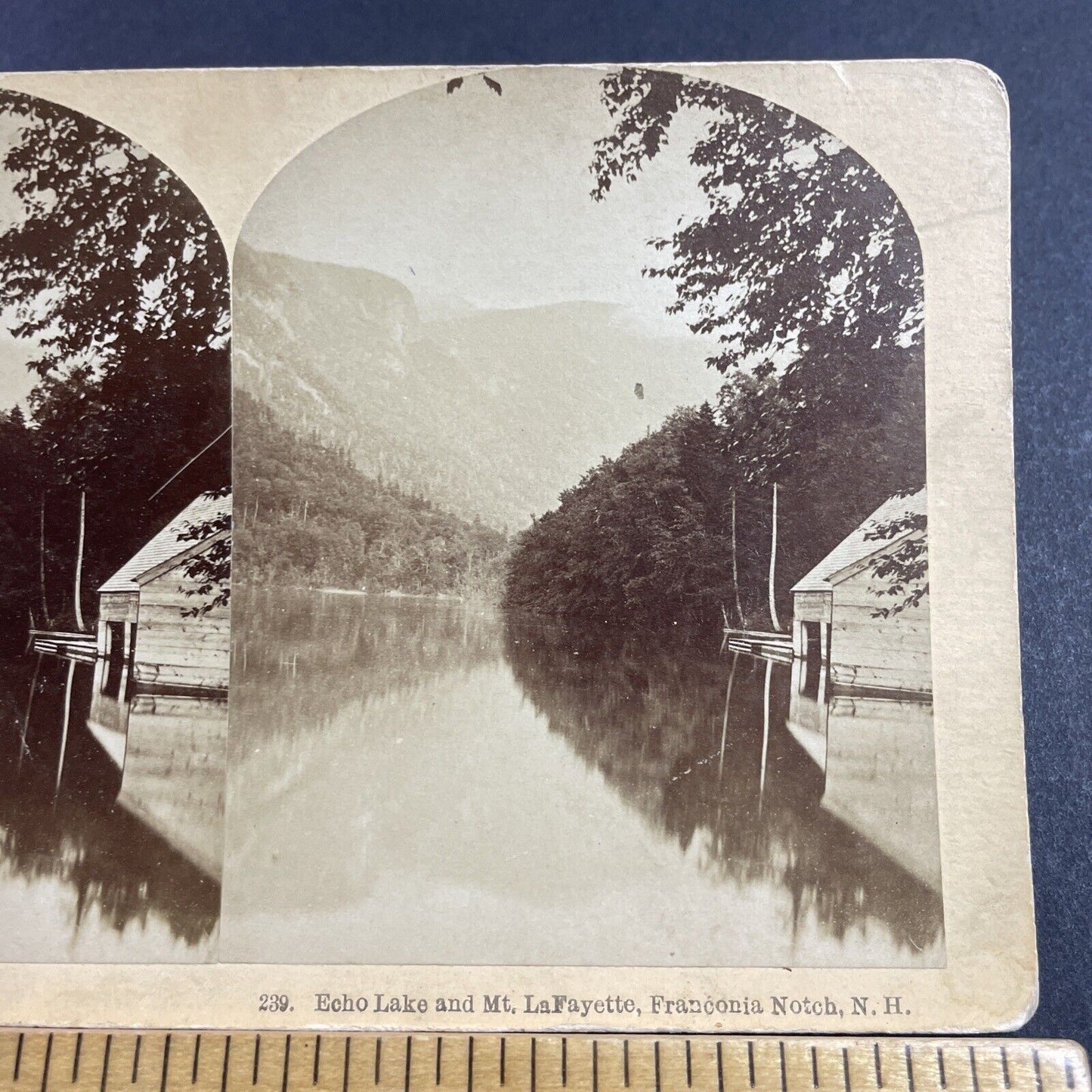 Antique 1880s Echo Lake Franconia Notch NH Stereoview Photo Card P856-13