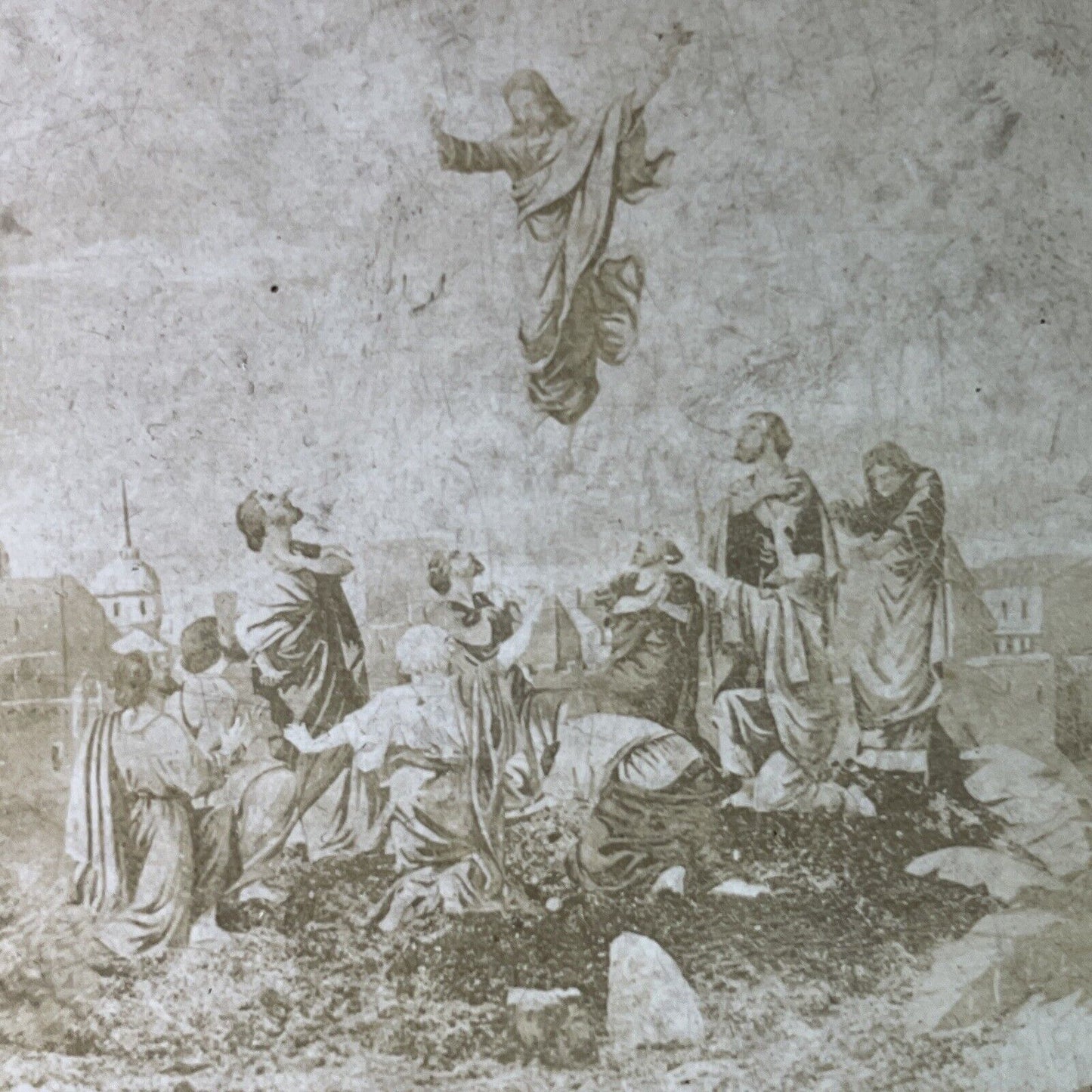 Antique 1860s The Ascension Of Jesus Christ Stereoview Photo Card P3402