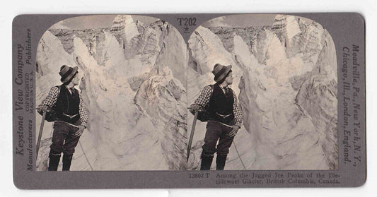 1910 Illecillewaet Glacier Ice Field British Columbia Canada Stereo Card P397