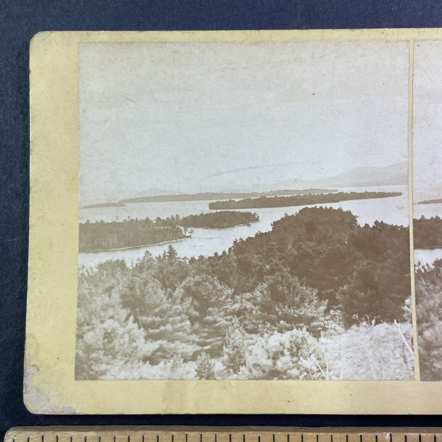 Lake Winnipesaukee Islands Stereoview New Hampshire Antique c1870s Y897