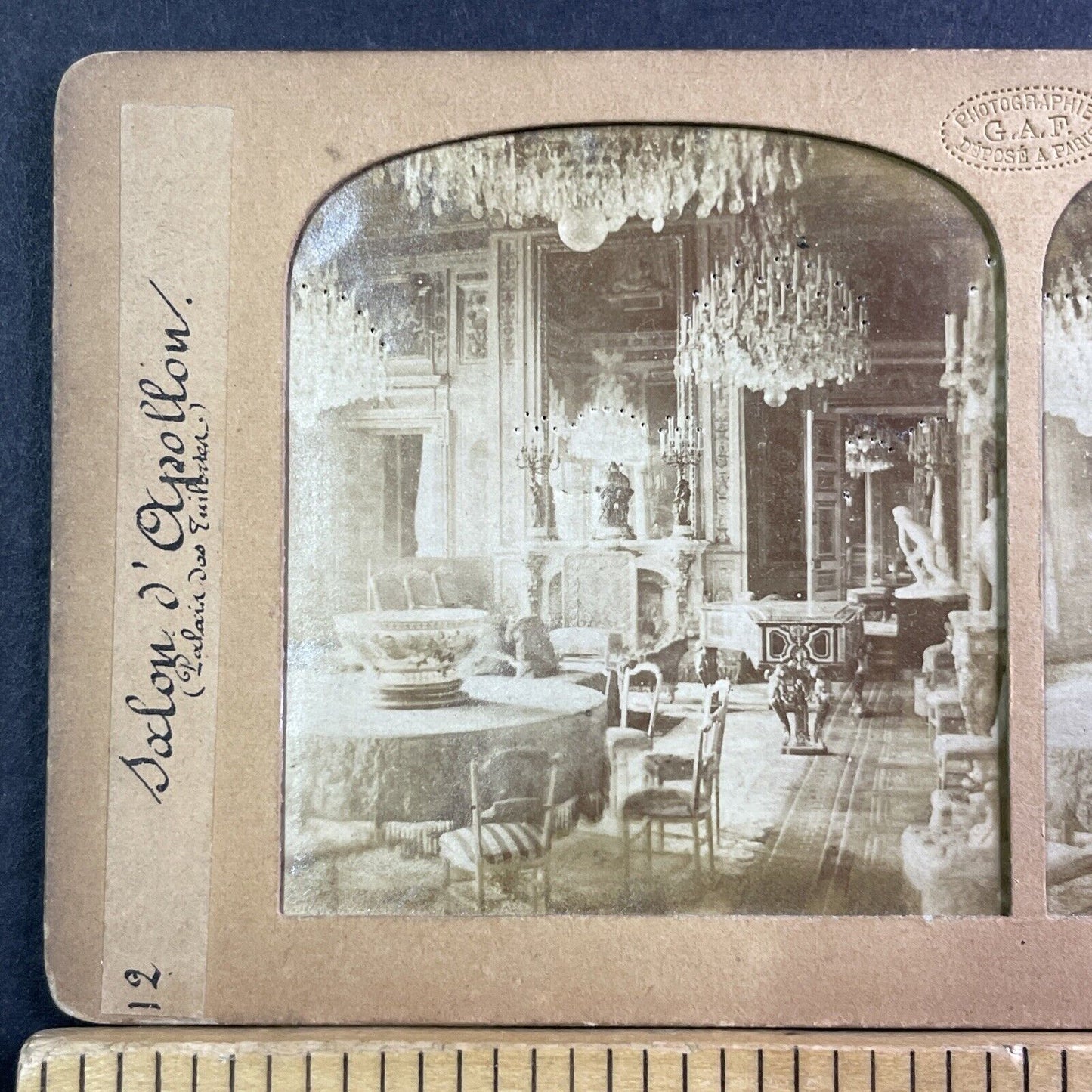 Apollo Room Tuilieres Palace Stereoview French Tissue Antique c1860s XT2140